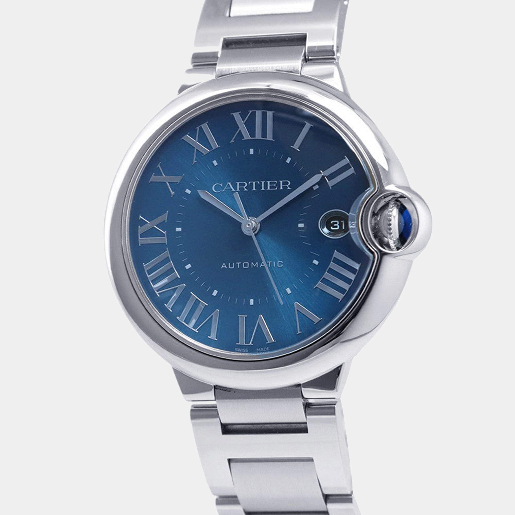 Pre Owned Cartier Ballon Bleu WSBB0061 Blue Stainless Steel Automatic Men Wristwatch 40mm