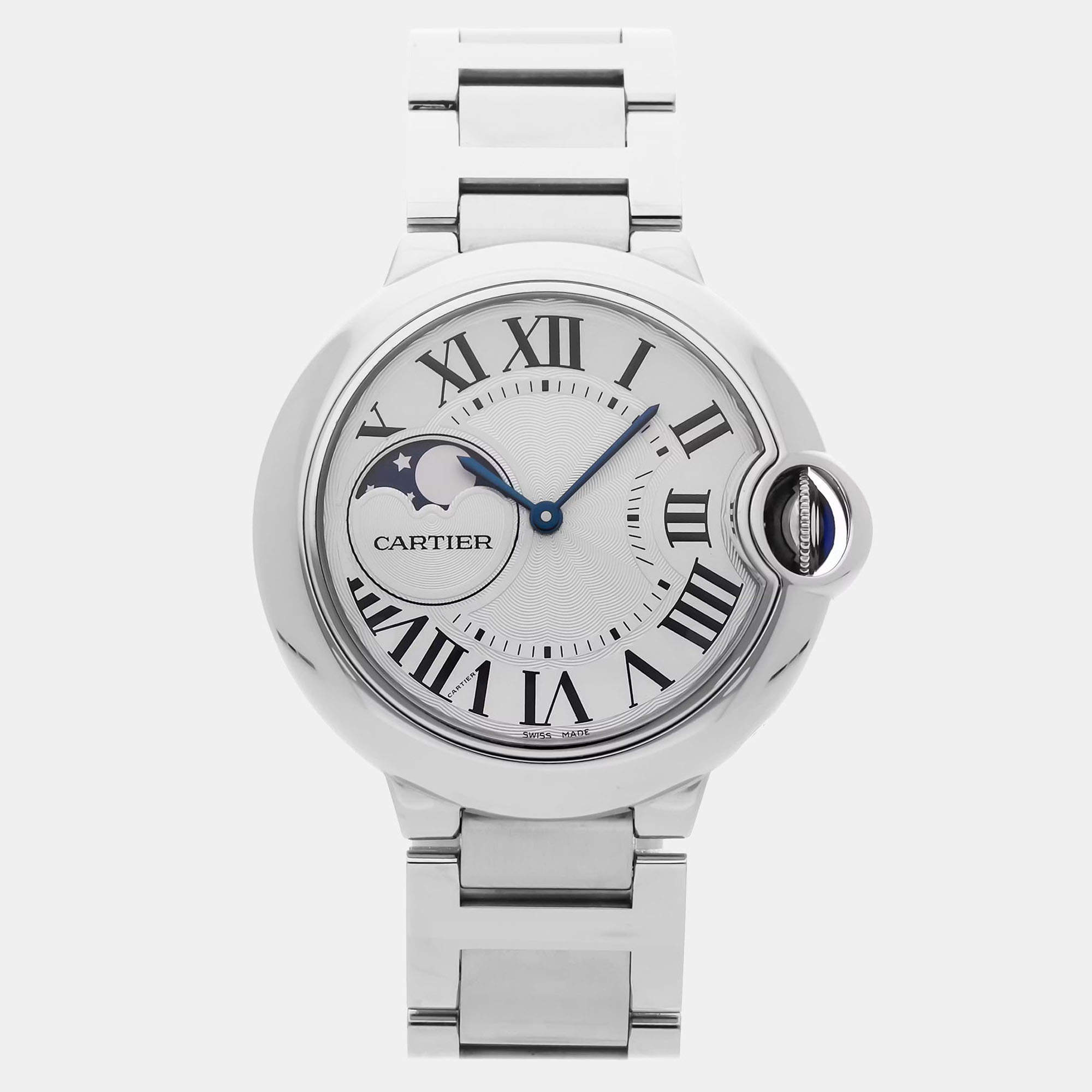 Pre Owned Cartier Ballon Bleu WSBB0021 Silver Stainless Steel Automatic Men's Wristwatch 37mm