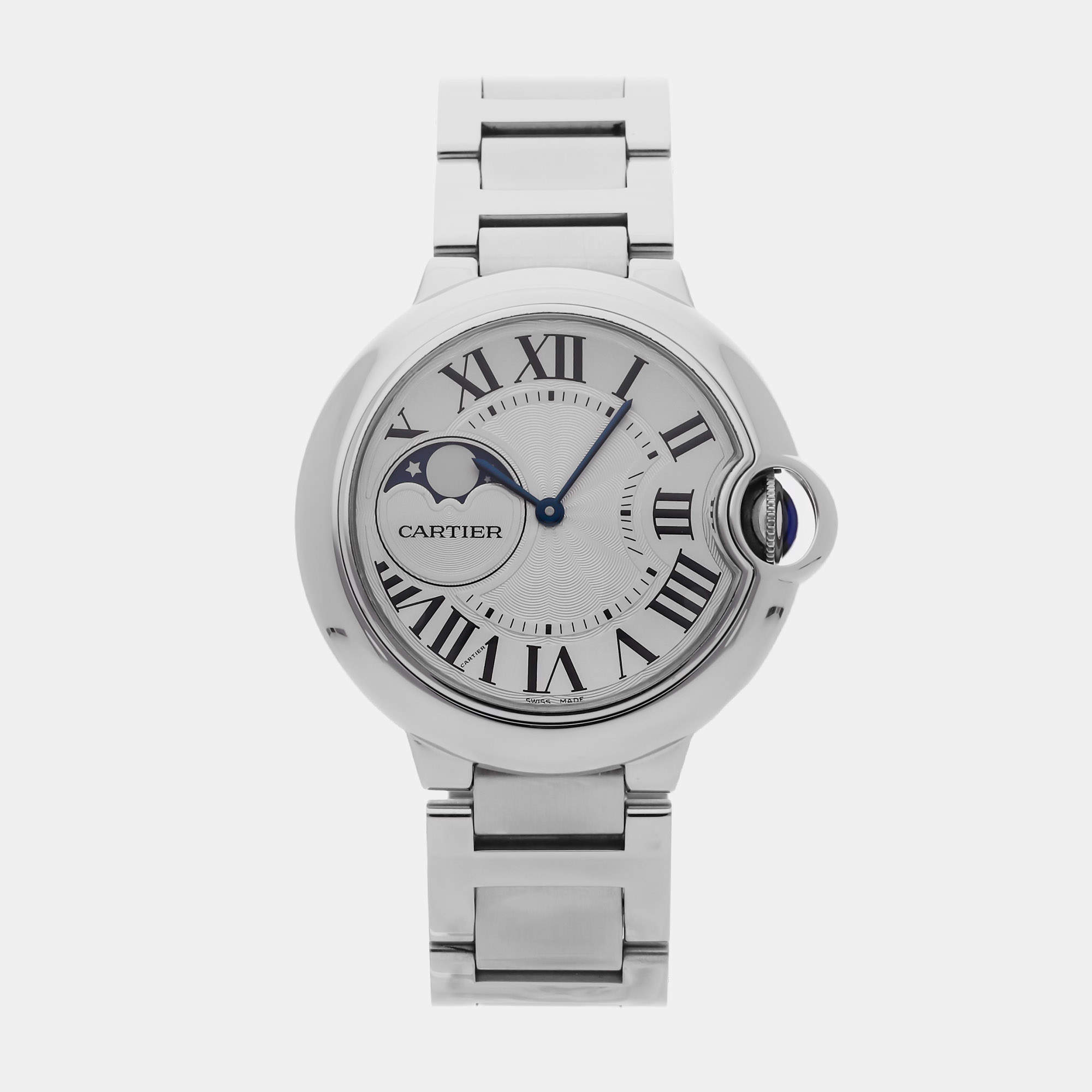 Pre Owned Cartier Ballon Bleu WSBB0021 Silver Stainless Steel Automatic Men's Watches 37mm