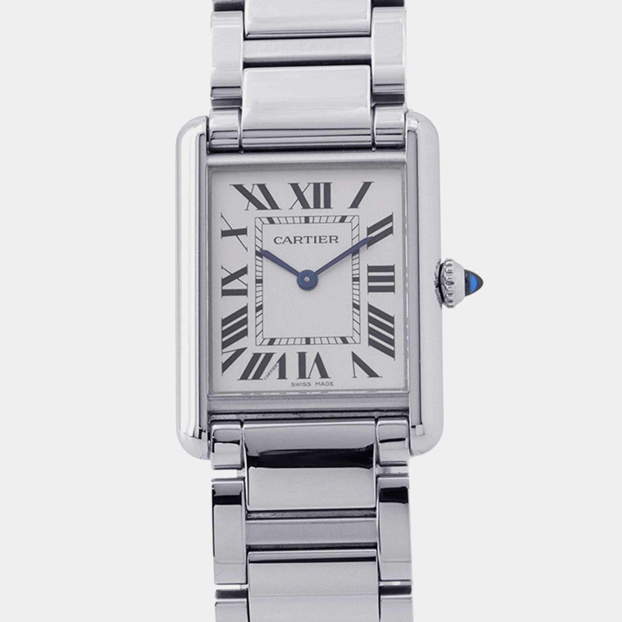 Pre Owned Cartier Tank Must WSTA0092 Silver Dial Stainless Steel Quartz Men's Wristwatch 33.7mm×W25.5mm