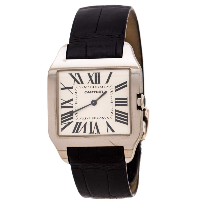 Cartier Cream 18K White Gold Leather 