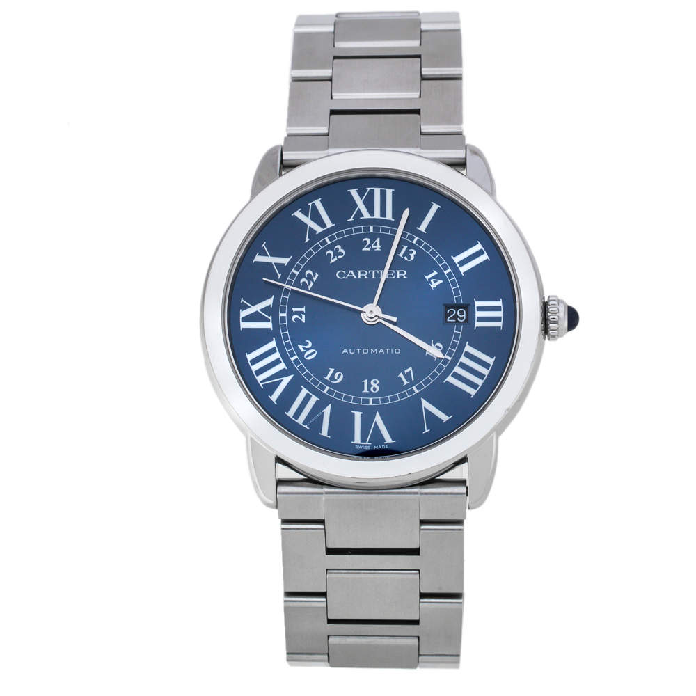 Cartier Blue Stainless Steel Ronde Solo de Cartier Automatic Men's Wristwatch 41MM
