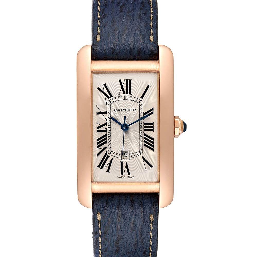 مملوكة مسبقًا Cartier Silver 18K Rose Gold Tank Americaine W2609156 Men's Wristwatch 26 x 45 MM