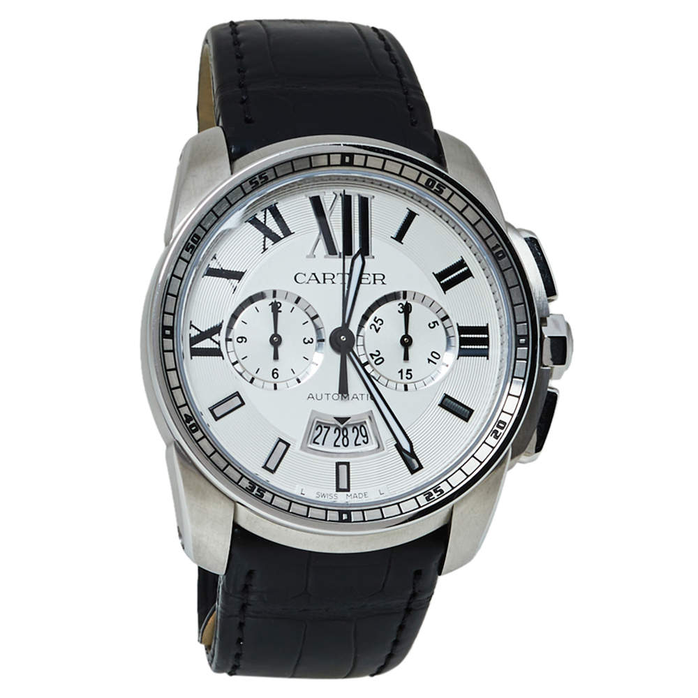 Pre Owned Cartier Silver Stainless Steel Calibre De Cartier 3578 Automatic Men's Wristwatch 42 MM