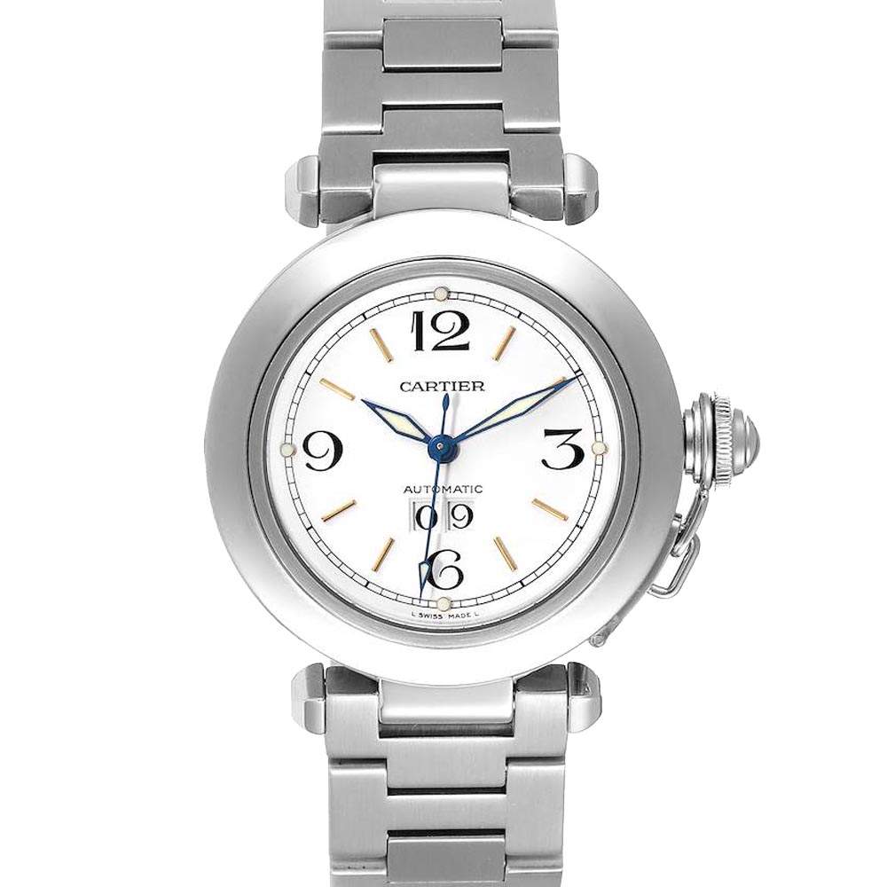 Cartier White Stainless Steel Pasha C W31044M7 Men's Wristwatch 35 MM