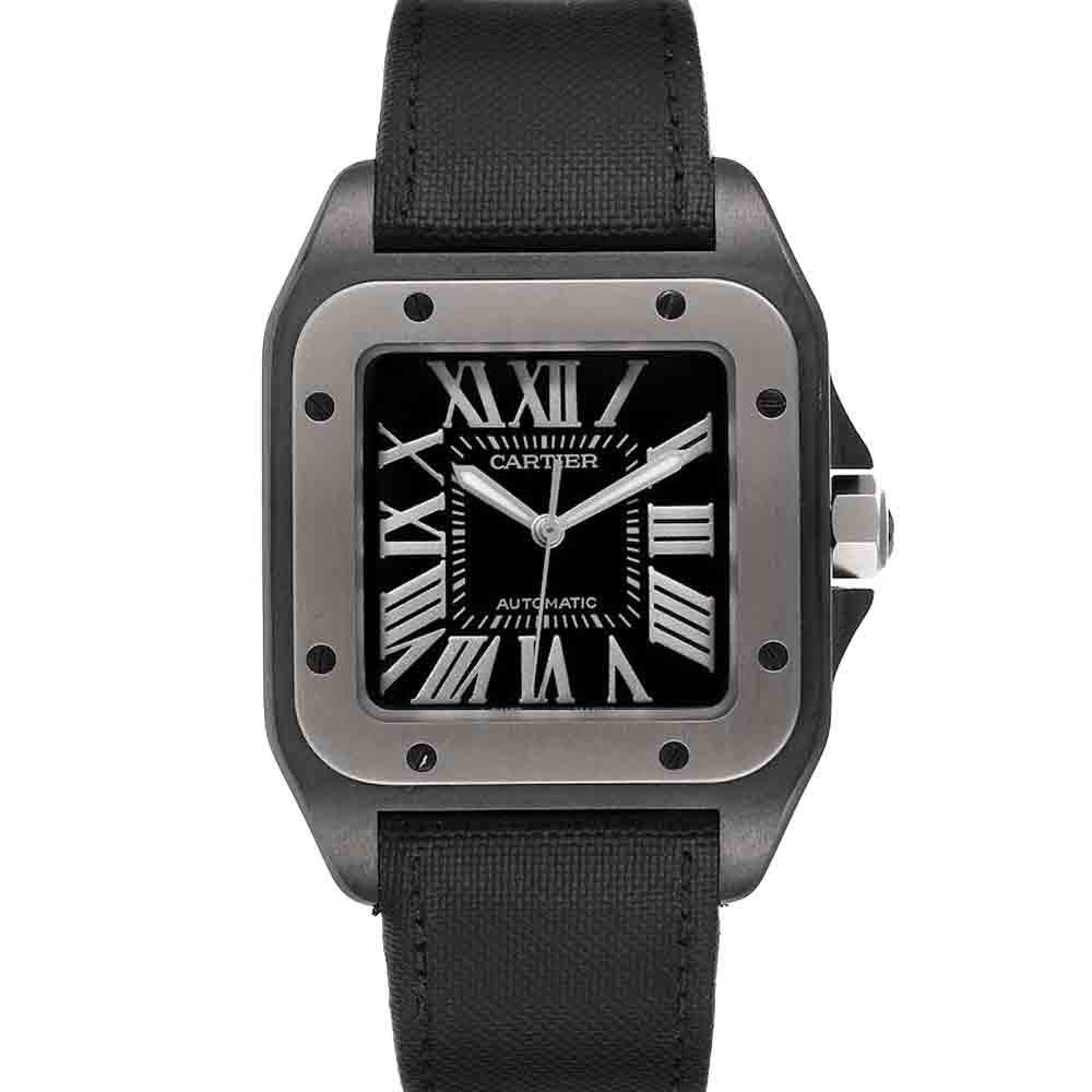 Cartier Black PVD Stainless Steel Santos 100 W2020010 Men's Wristwatch 38 MM