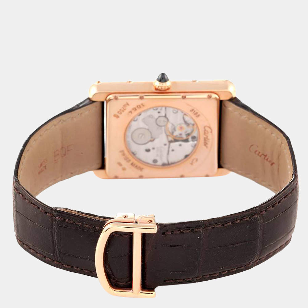 Cartier Brown 18k Rose Gold Tank Louis W1560002 Manual Winding Men's  Wristwatch 29 mm Cartier