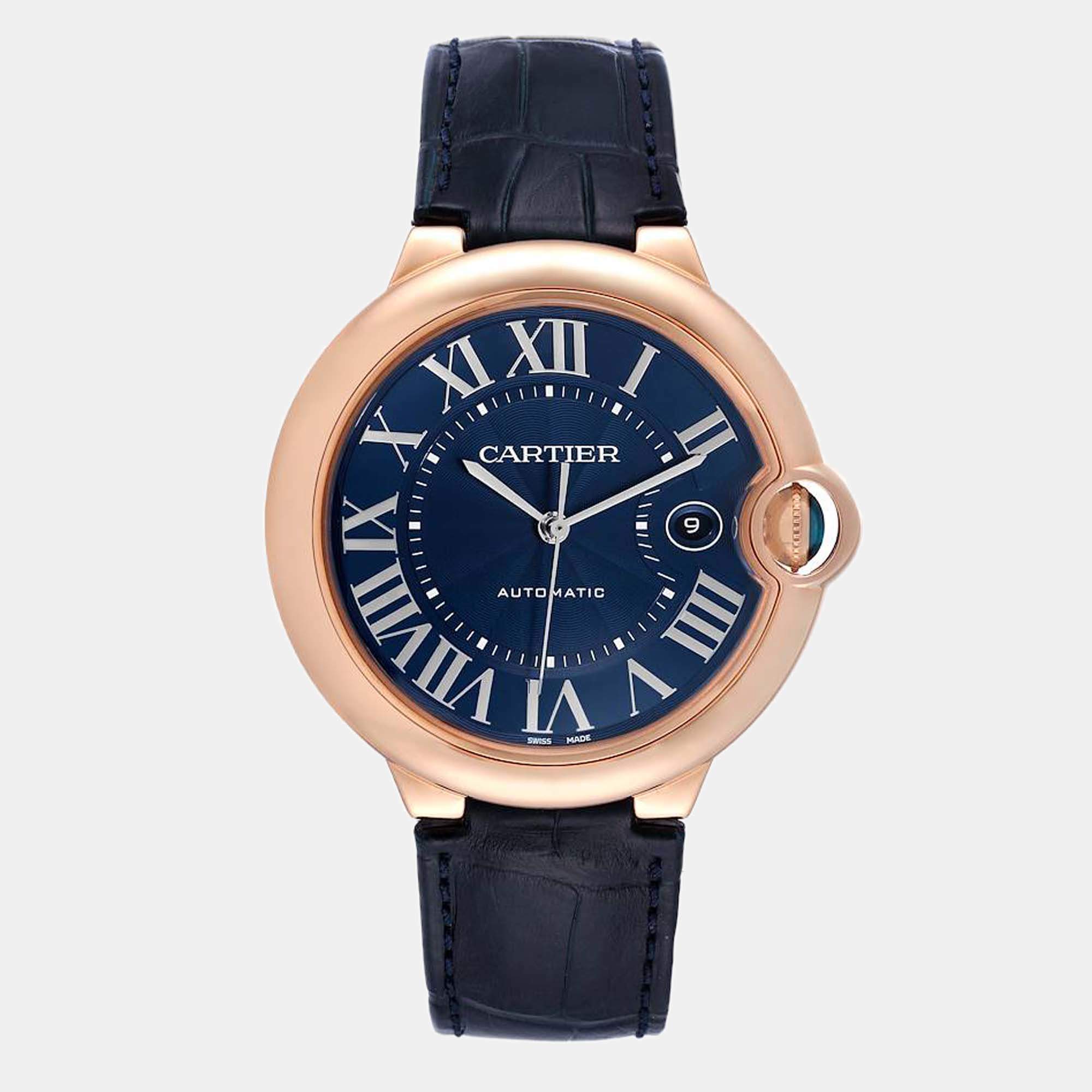Cartier Blue 18k Rose Gold Ballon Bleu WGBB0036 Automatic Men's Wristwatch 42 mm