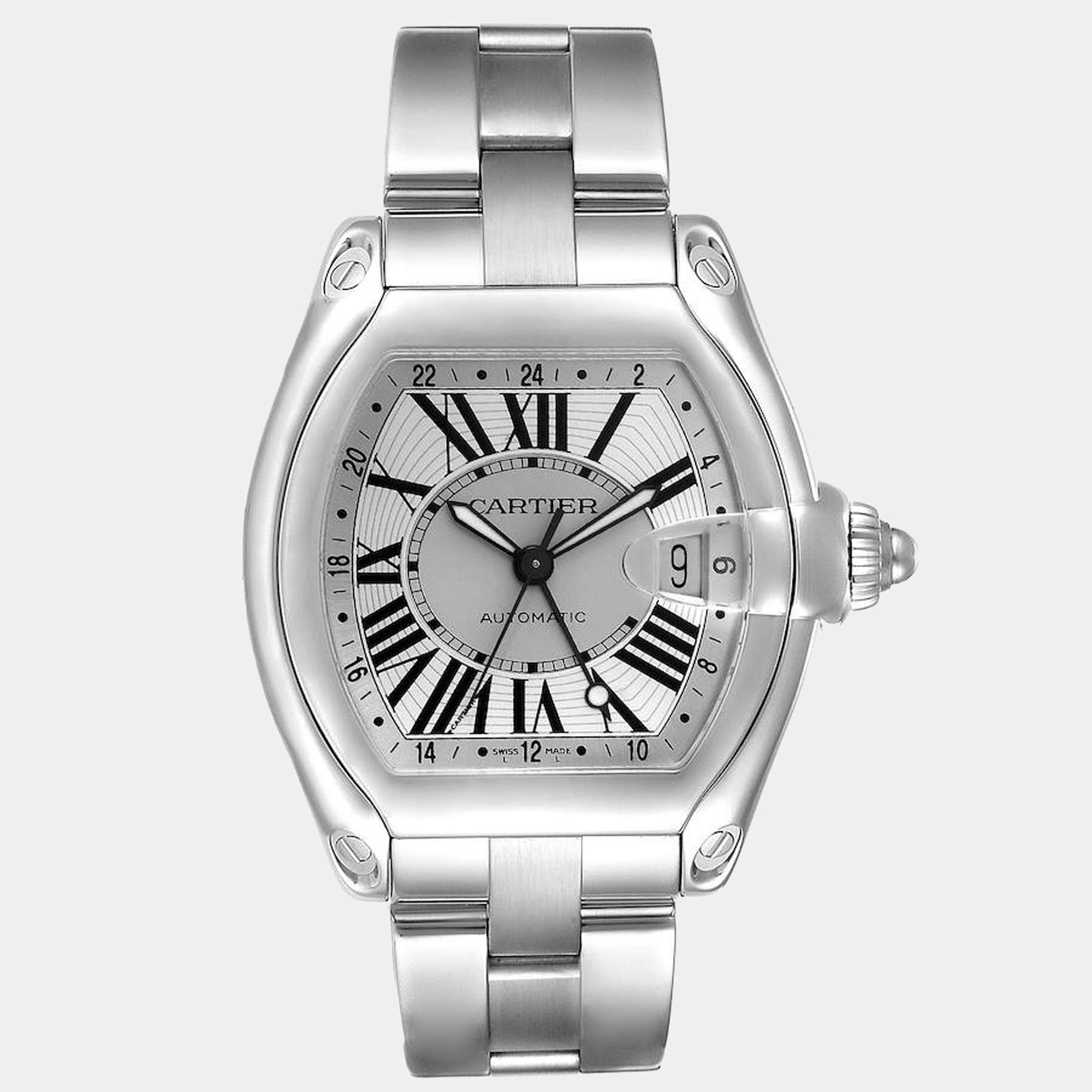 Cartier Silver Stainless Steel Roadster W62032X6 Automatic Men's ...