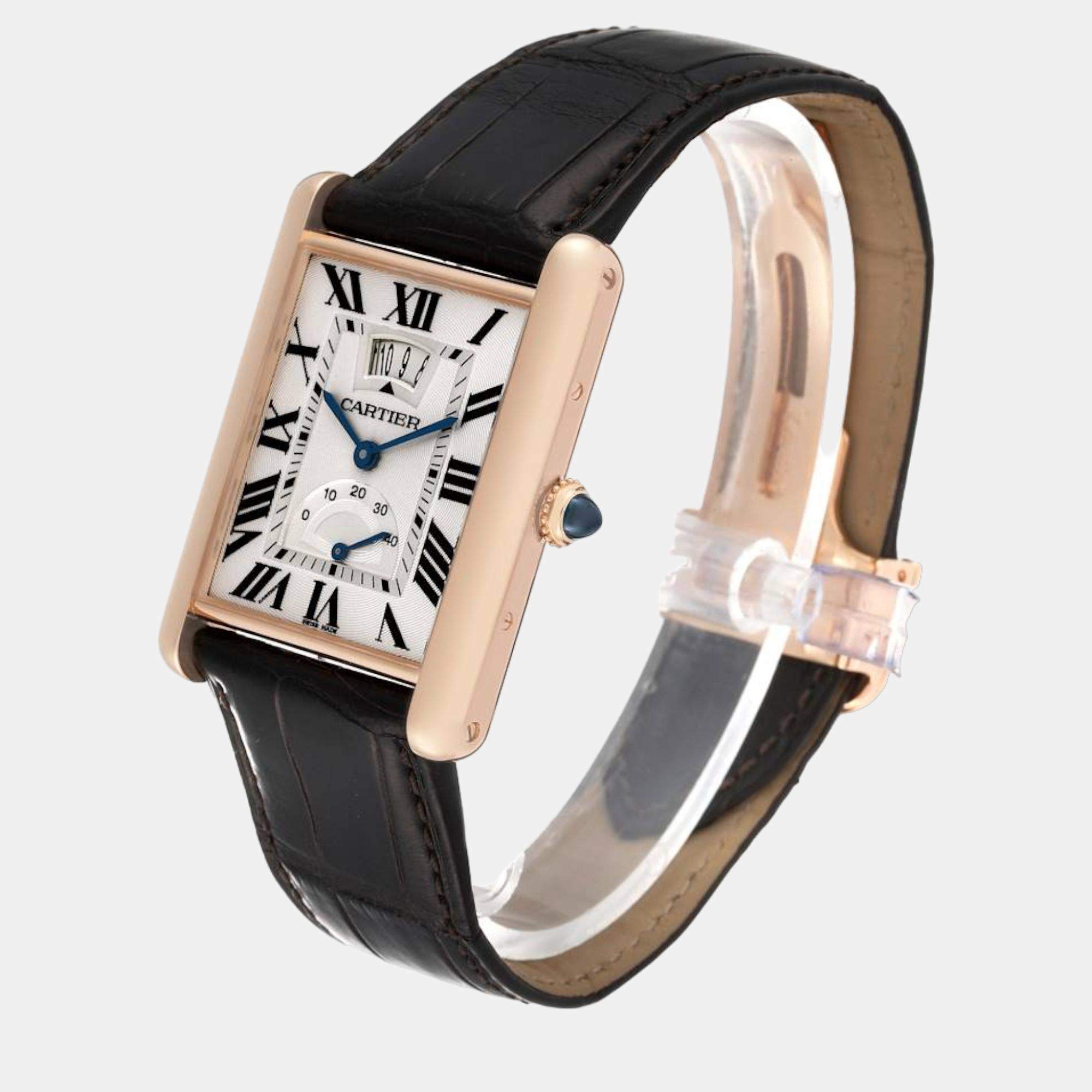 Cartier Brown 18k Rose Gold Tank Louis W1560002 Manual Winding Men's  Wristwatch 29 mm Cartier