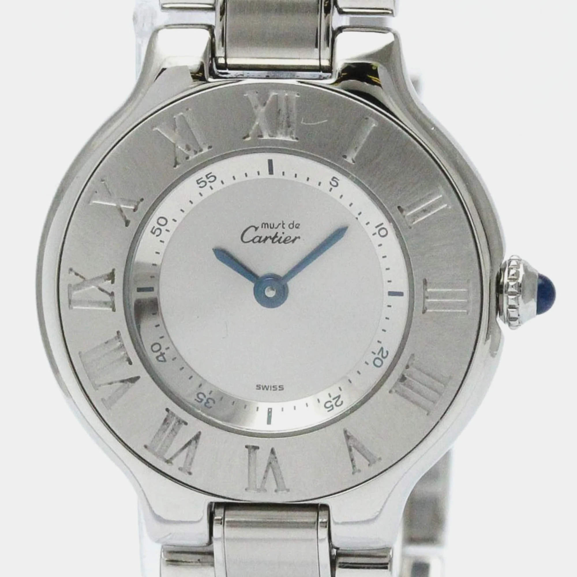 Pre Owned Cartier Silver Stainless Steel W10110T2 Must 21 W10110T2 Men's Wristwatch 31 mm