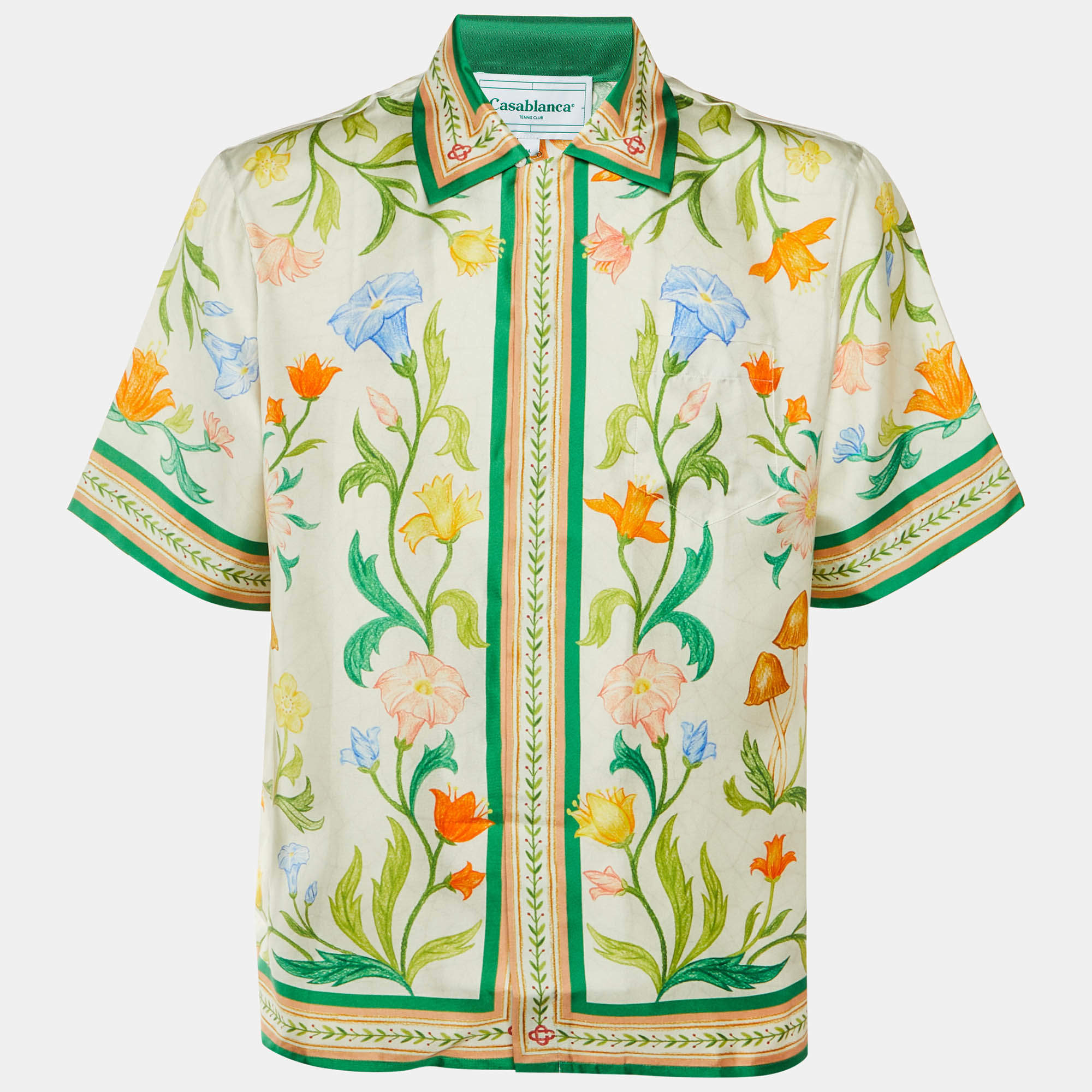 Pre Owned Casablanca Tennis Club Printed Silk L'Arche Fleurie Shirt M