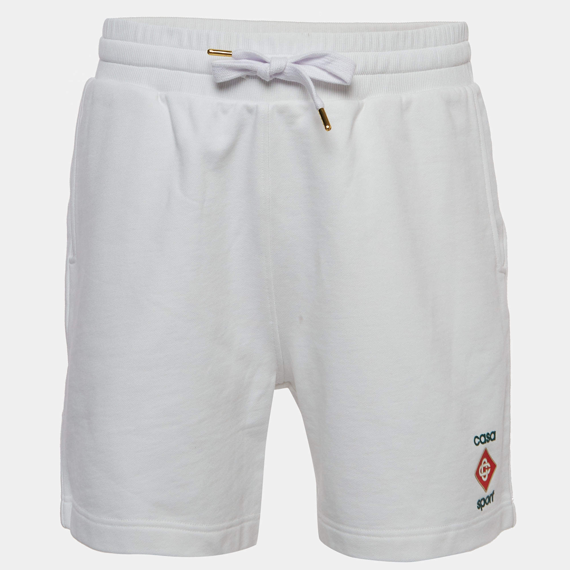 Casablanca White 3D Logo Print Cotton Drawstring Sweatshorts L