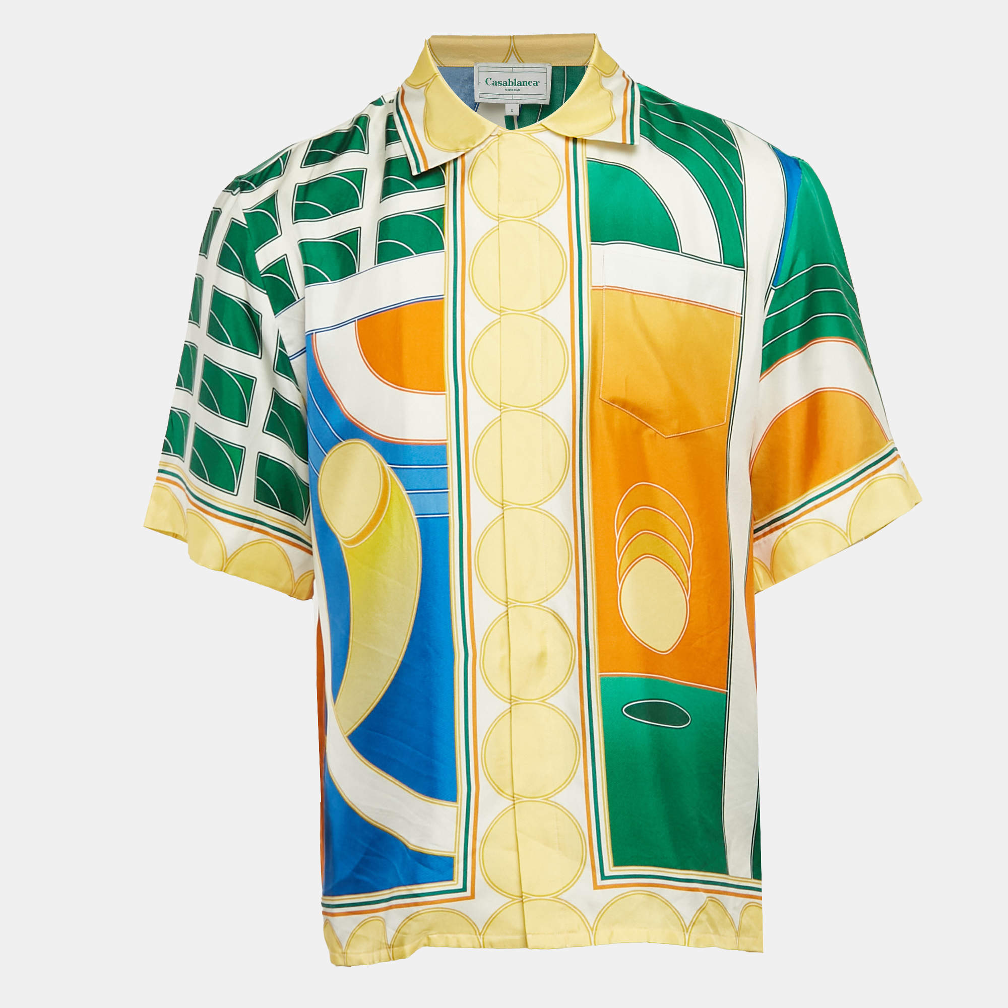 Casablanca Multicolor Silk Reve De Tennis Short Sleeve Shirt S