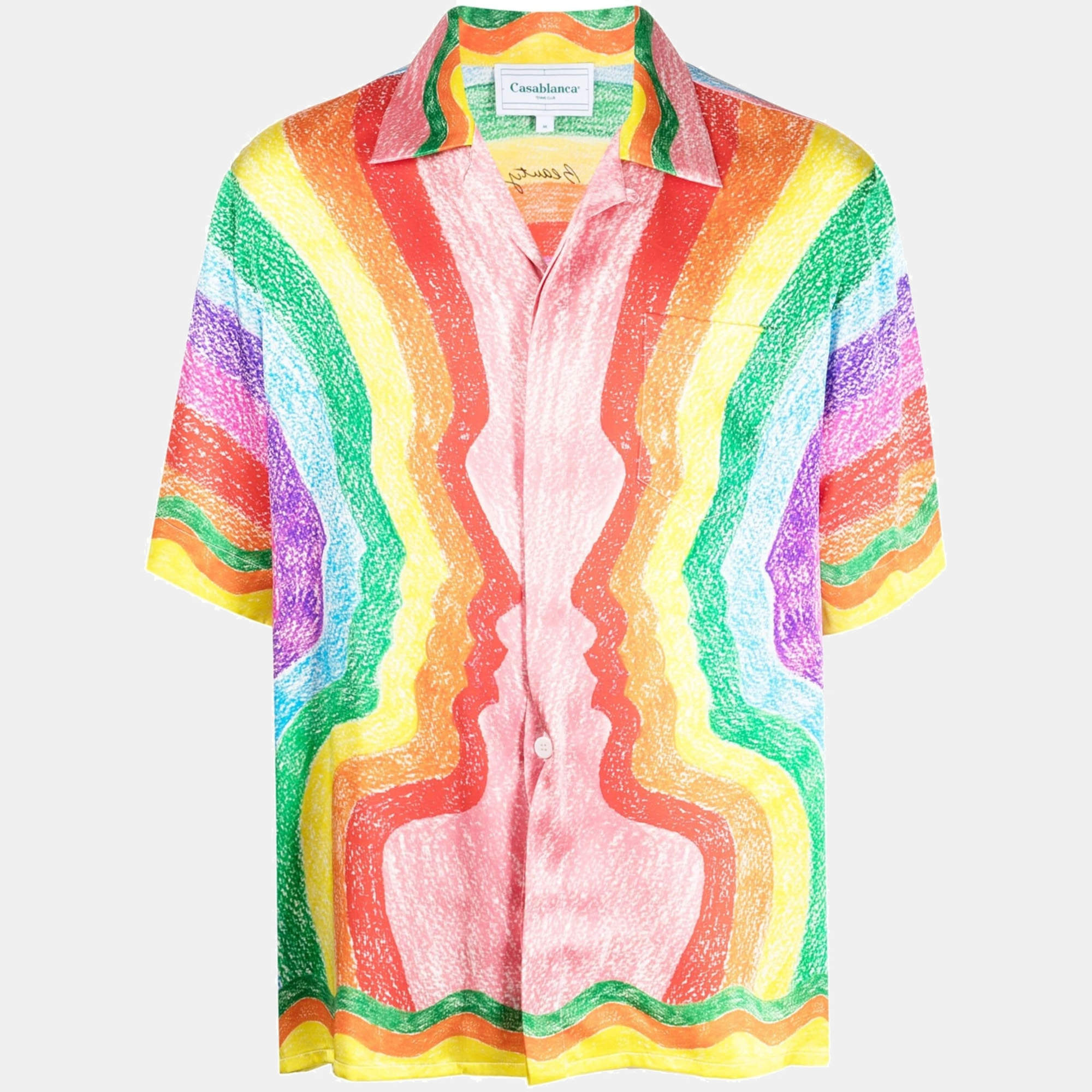 Casablanca Multicolor Mind Vibrations Print Satin Silk Shirt S