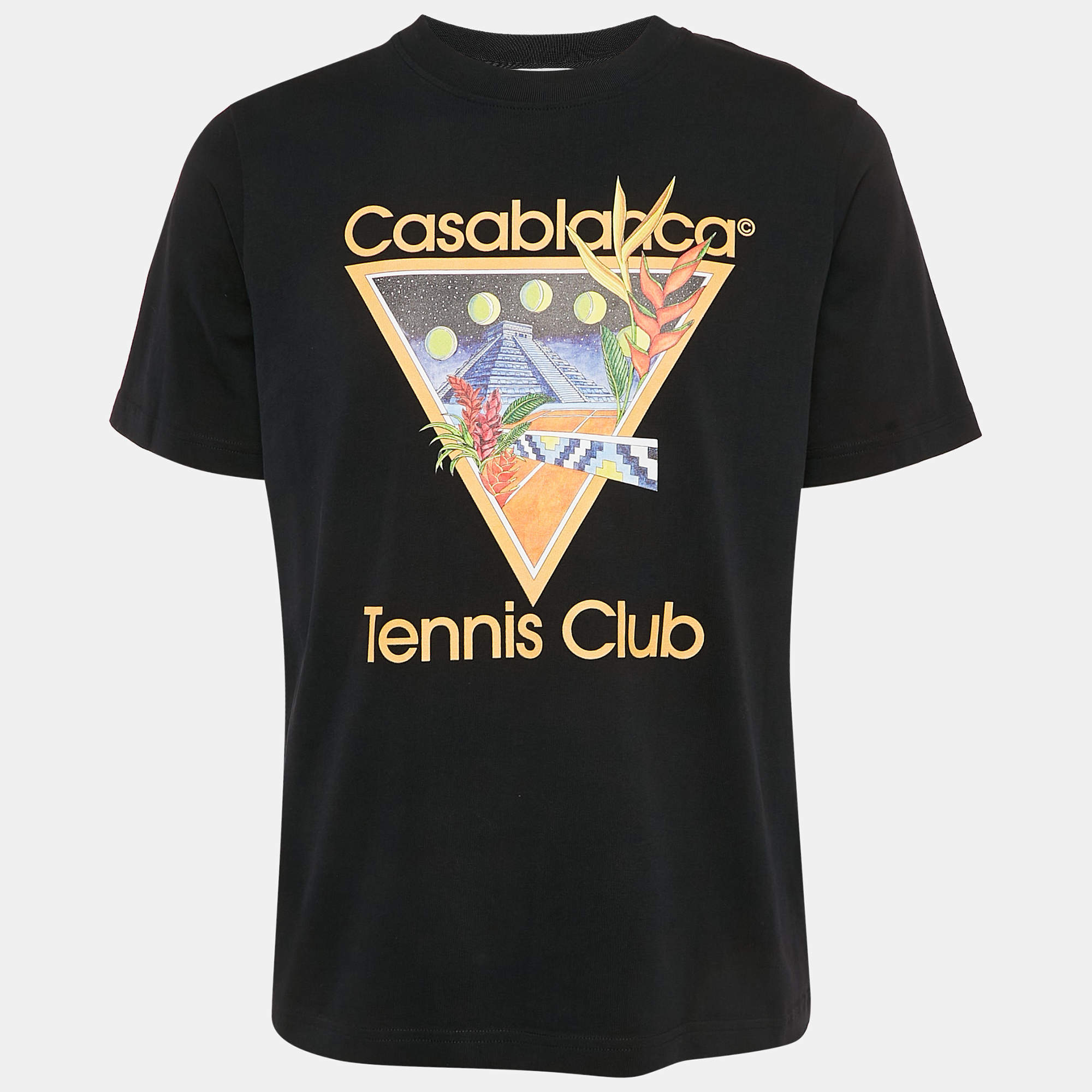 Casablanca Black Printed Cotton Crew Neck Oversized T-Shirt M