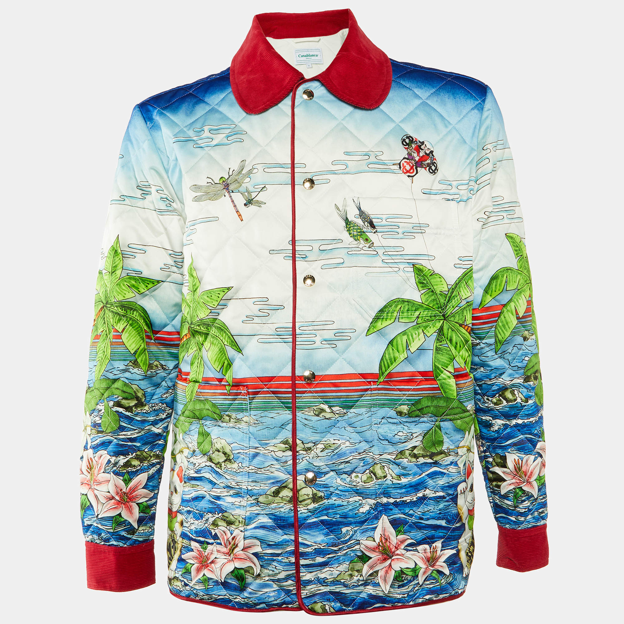 Casablanca Multicolor Ping Pong Club Sunrise Quilted Jacket XL