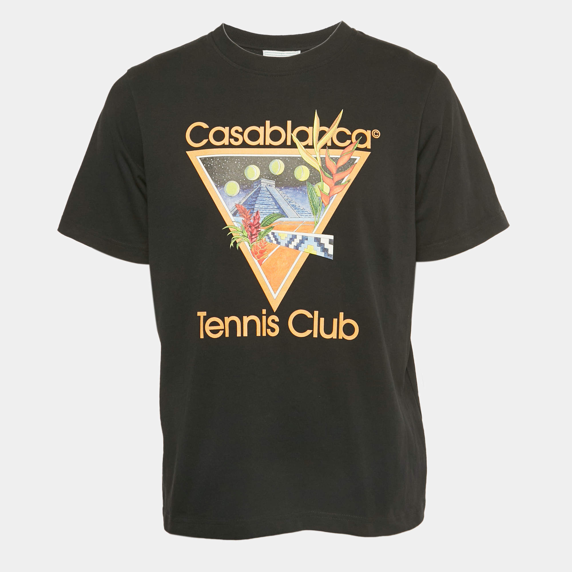 Pre Owned Casablanca Tennis Club Printed Cotton T-Shirt M