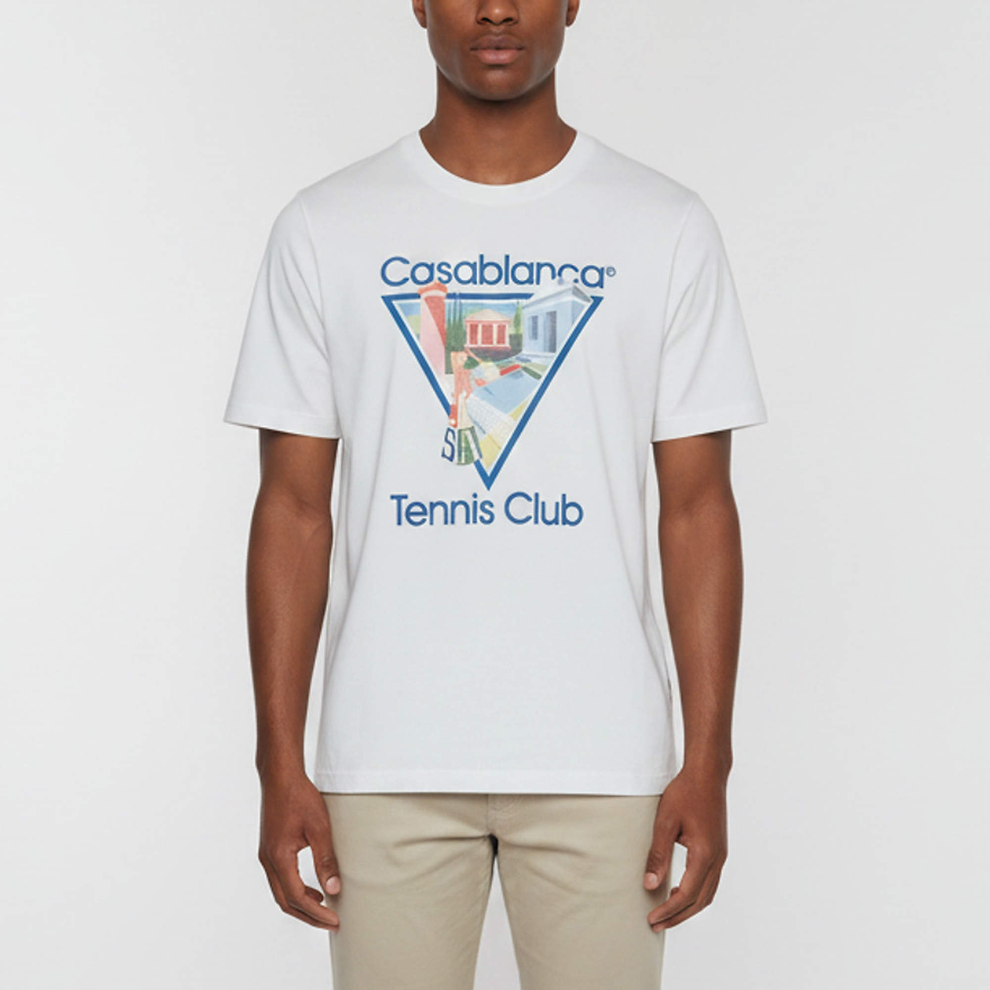 Pre Owned Casablanca White La Joueuse Graphic Jersey Tennis Club T-Shirt L