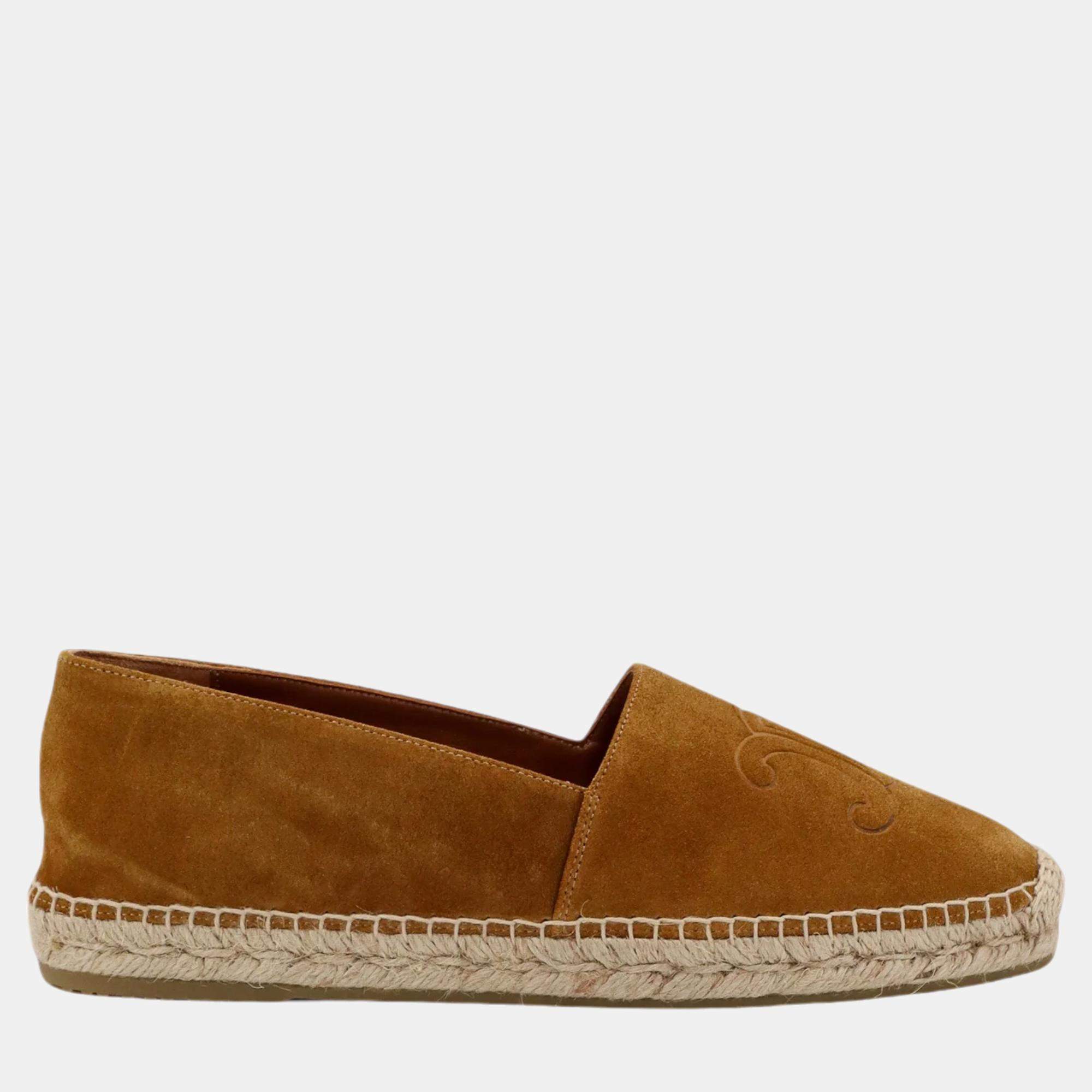 Celine Brown Suede Espadrillas Loafers EU 43