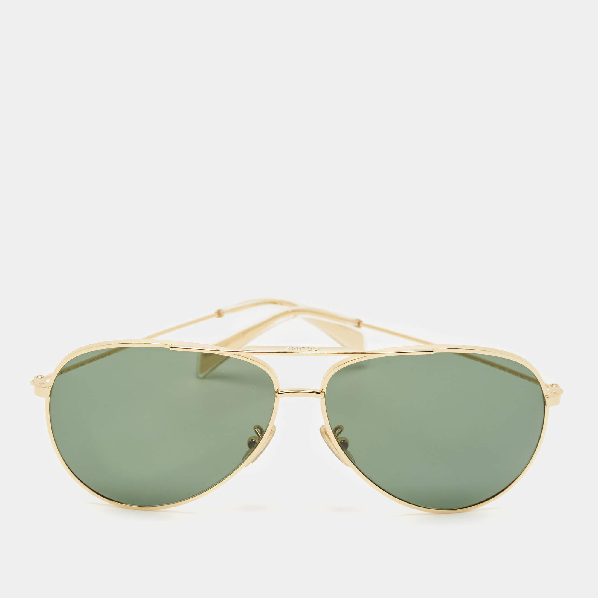 Celine Green/Gold Tone CL40062U Aviator Sunglasses