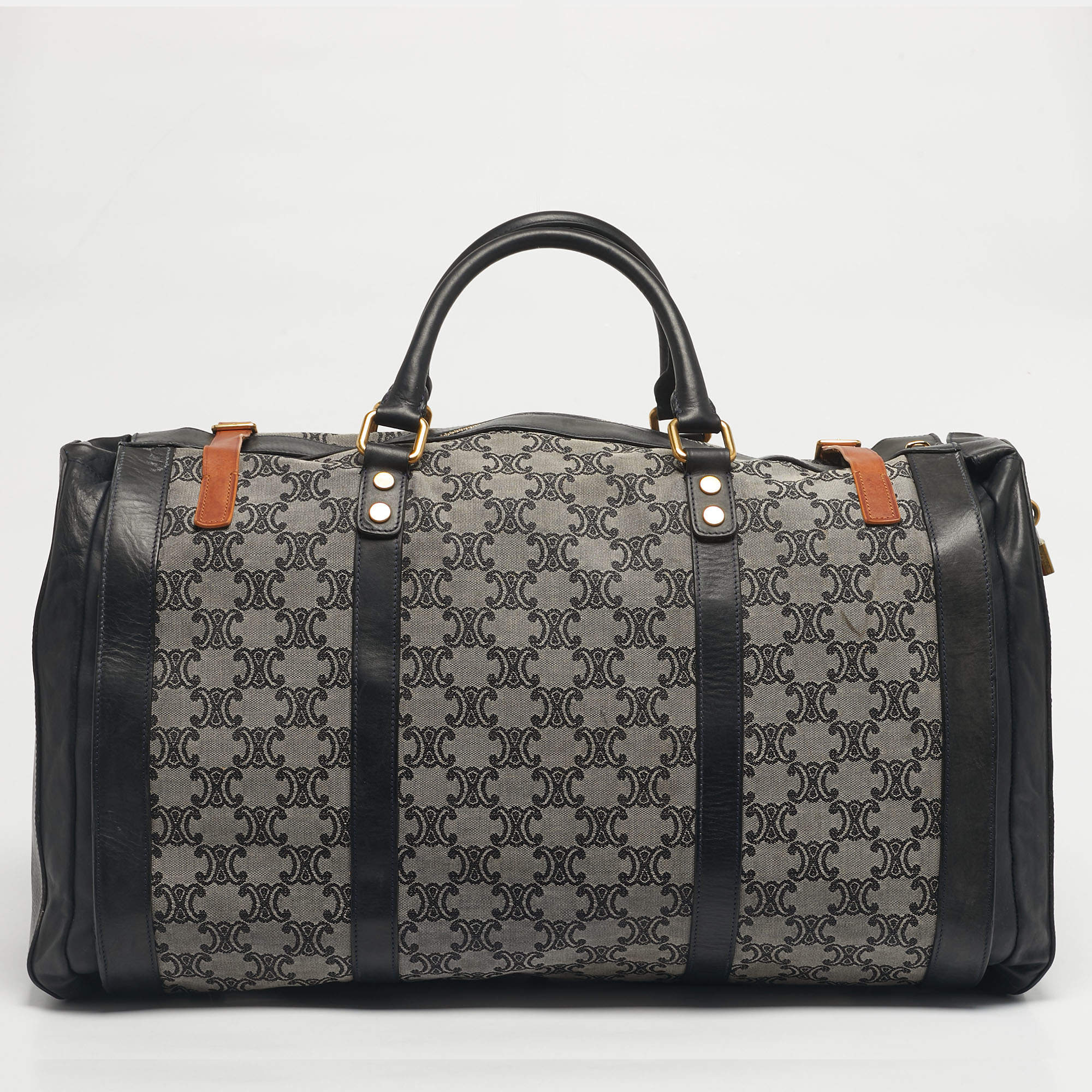 مملوكة مسبقًا Celine Black/Grey Macadam Canvas and Leather Duffel Bag