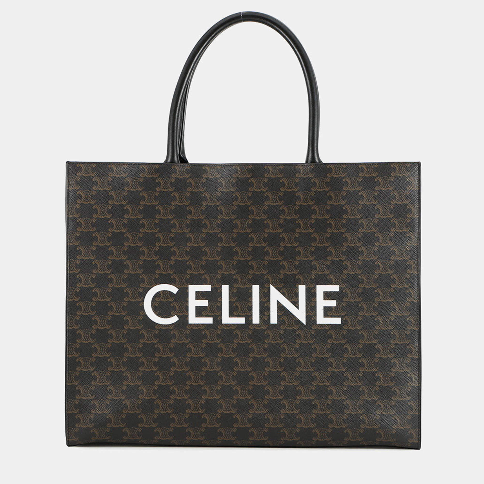 Pre Owned Celine Triomphe Horizontal Cabas Black Pvc Leather