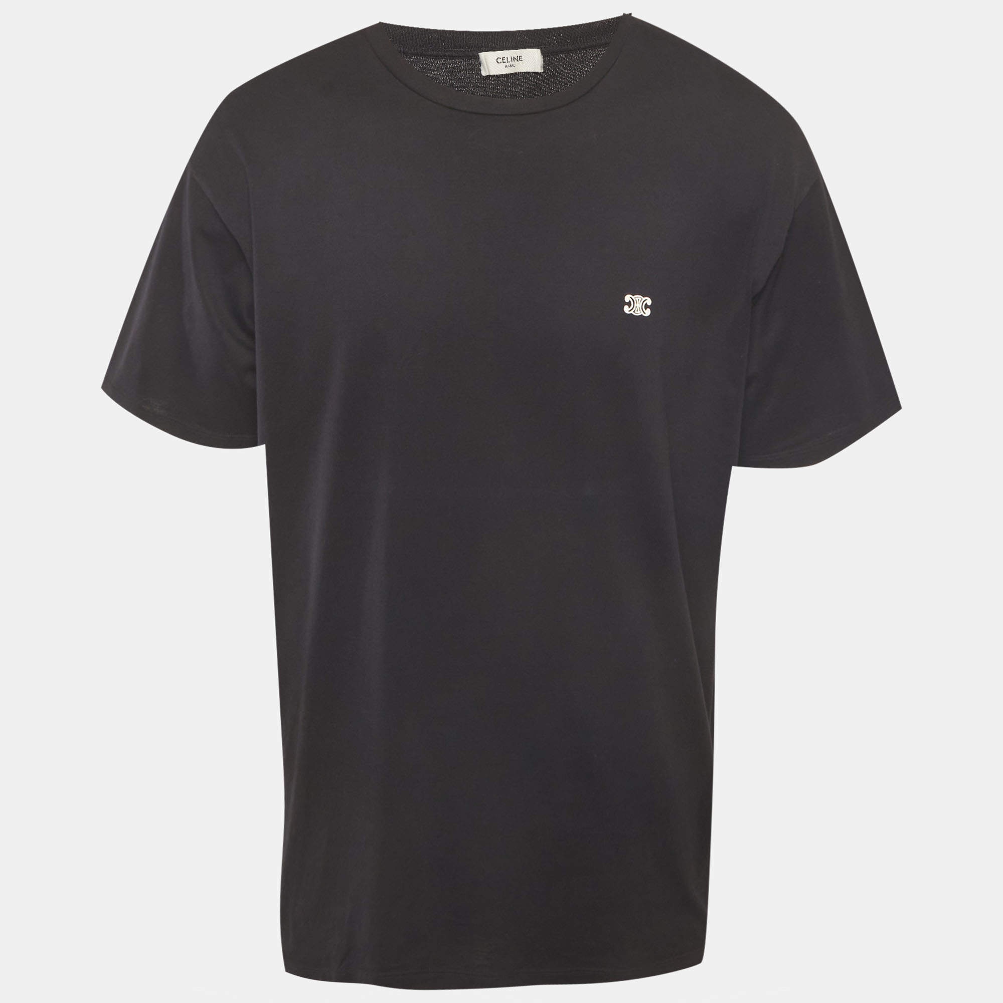 Pre Owned Celine Black Jersey Crewneck T-Shirt XL