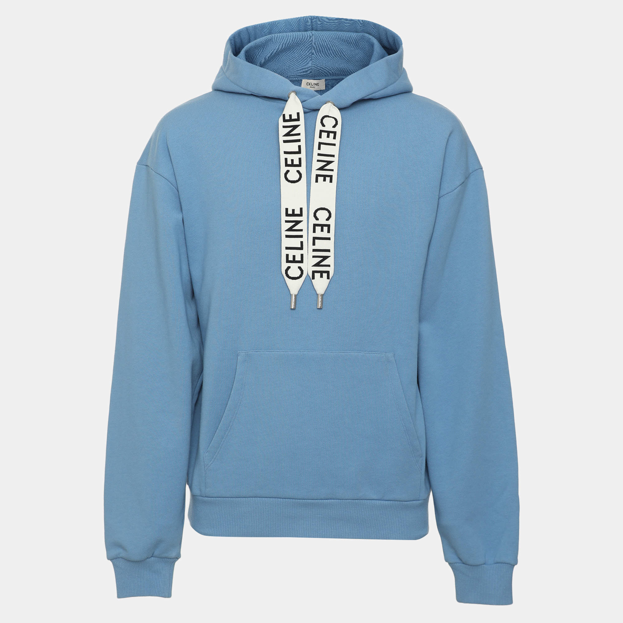Pre Owned Celine Blue Cotton Loose Hoodie S