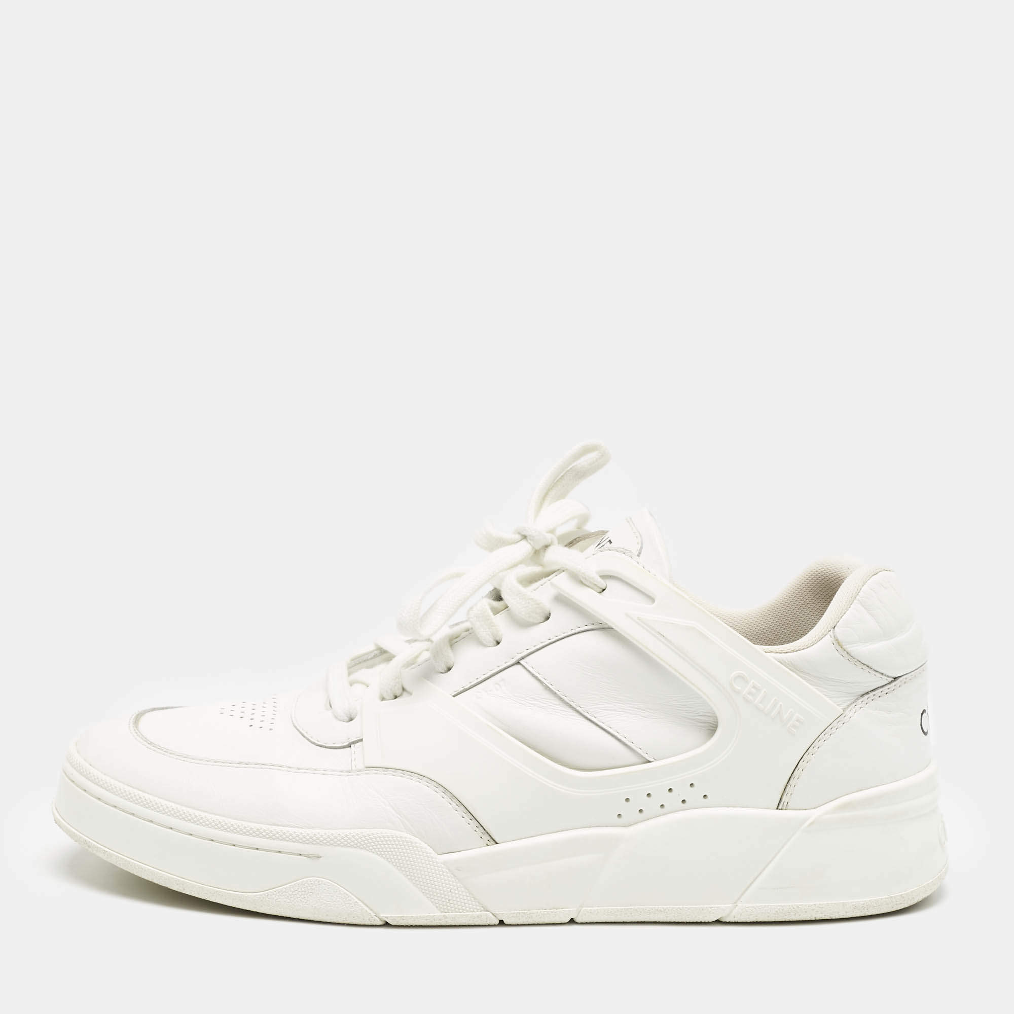 Celine White Leather Lace Up Sneakers Size 44