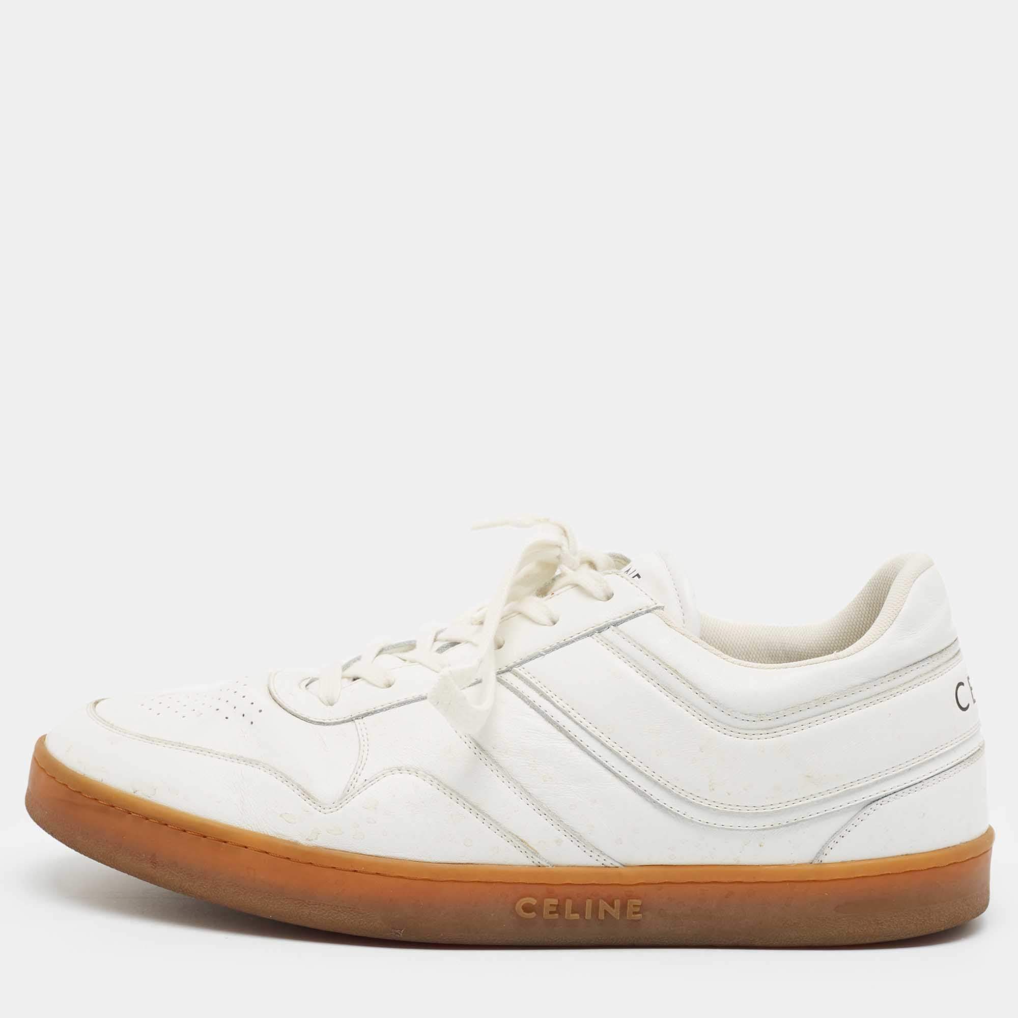 مملوكة مسبقًا Celine CT-01 Z Size 47 White Leather Low Top Sneakers