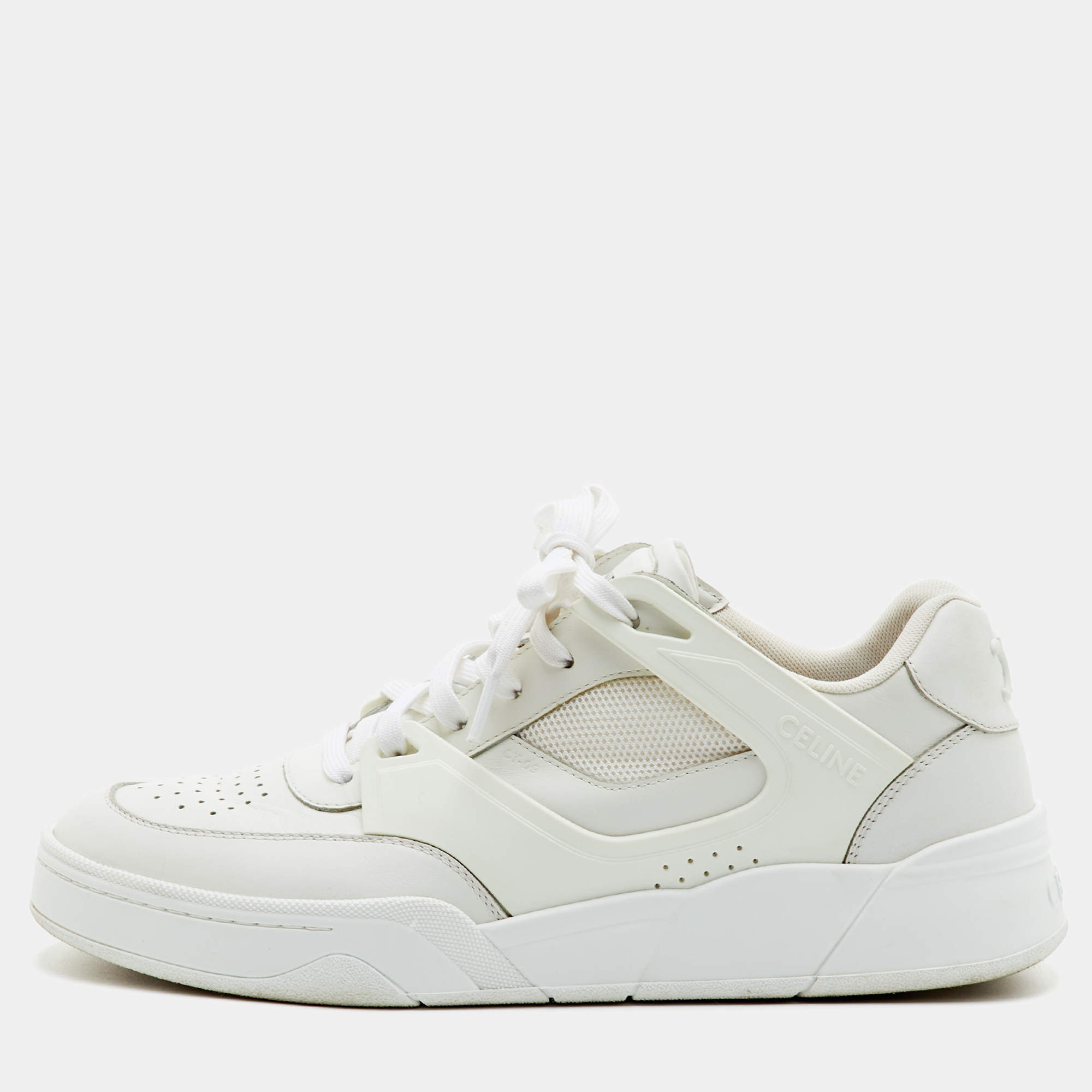Pre Owned Celine CT-02 Size 43 White Leather Lace Up Low Top Sneakers