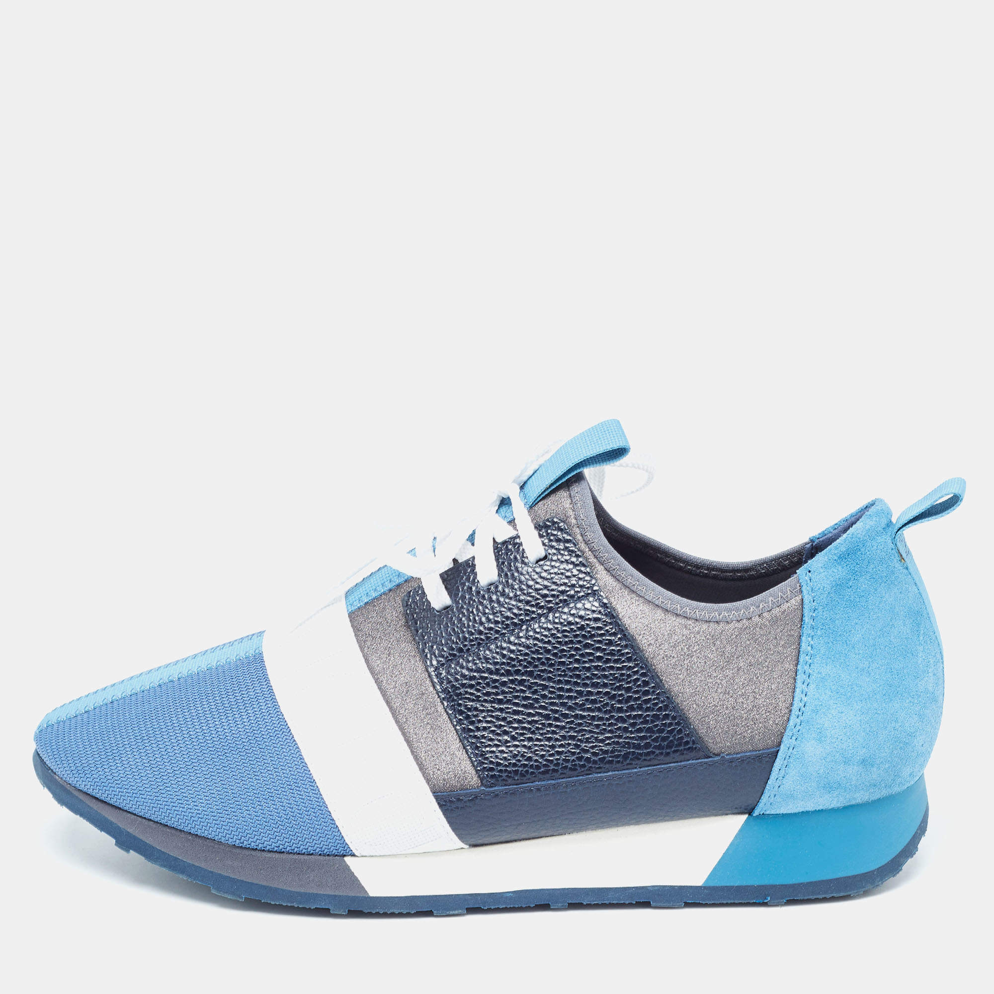 مملوكة مسبقًا CH Carolina Herrera Multicolor Suede and Leather Low Top Sneakers Size 41.5 