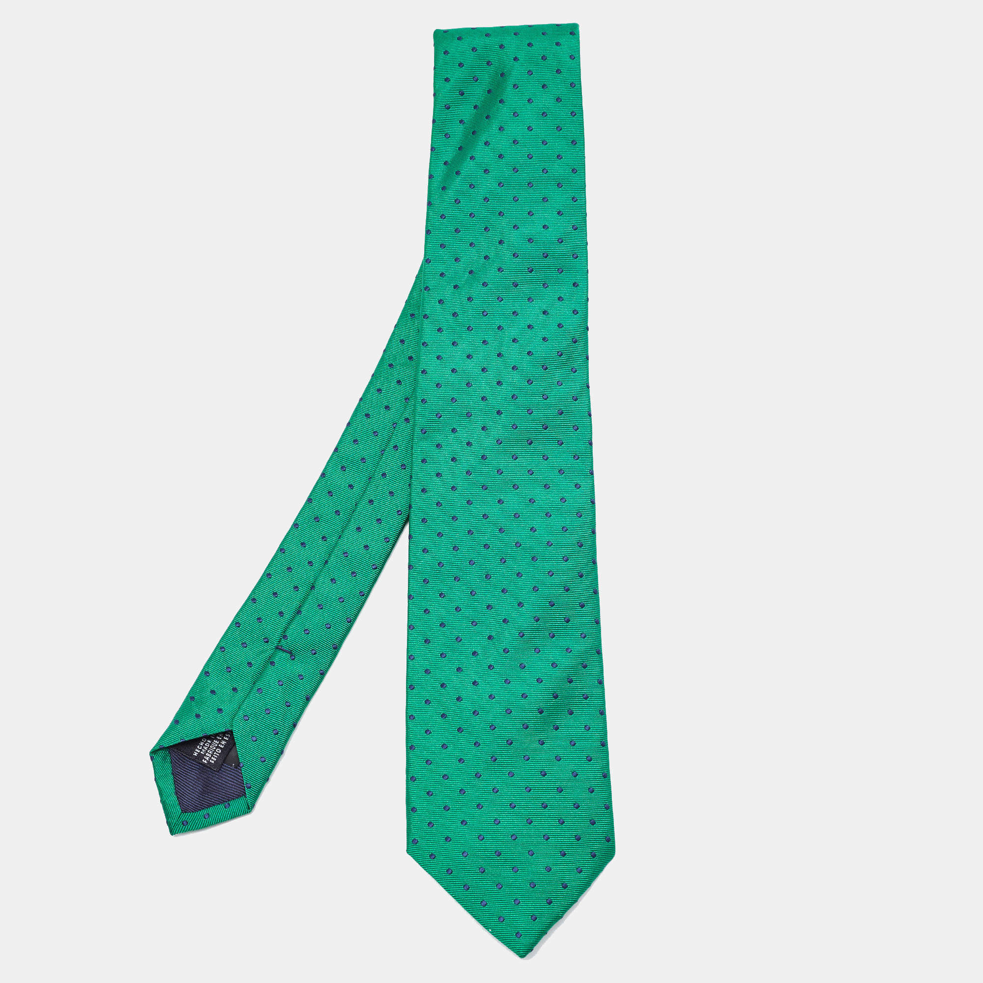 Pre Owned CH Carolina Herrera Green Dotted Silk Tie