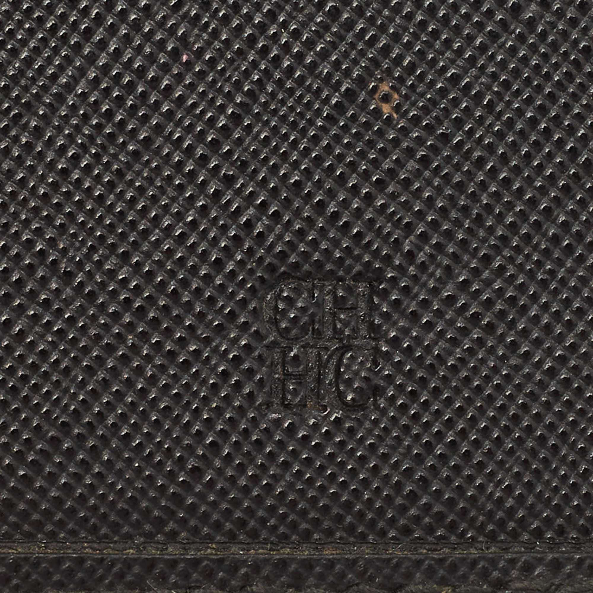 Pre Owned CH Carolina Herrera Black Leather Perforated Logo Bifold Wallet