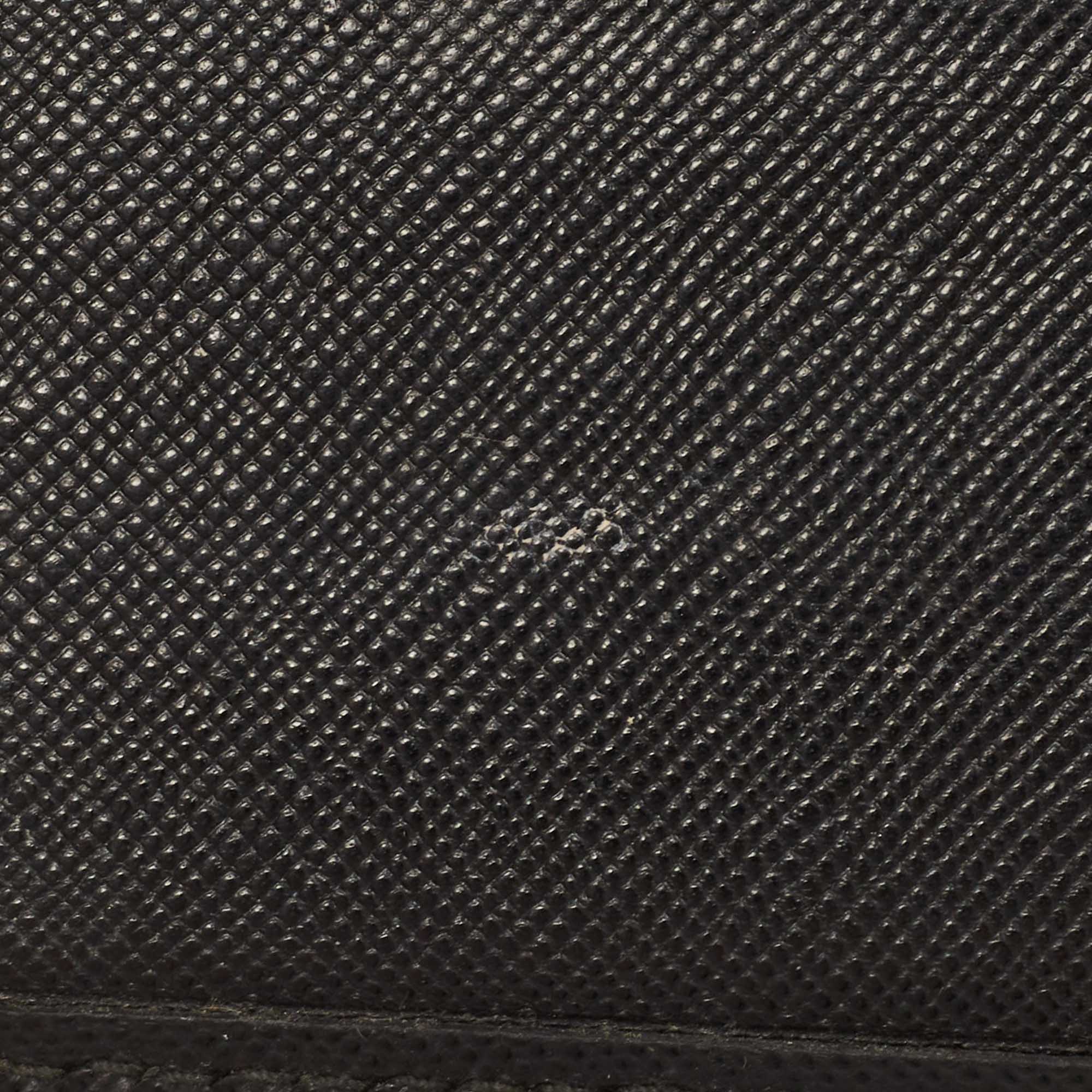 Pre Owned CH Carolina Herrera Black Leather Perforated Logo Bifold Wallet