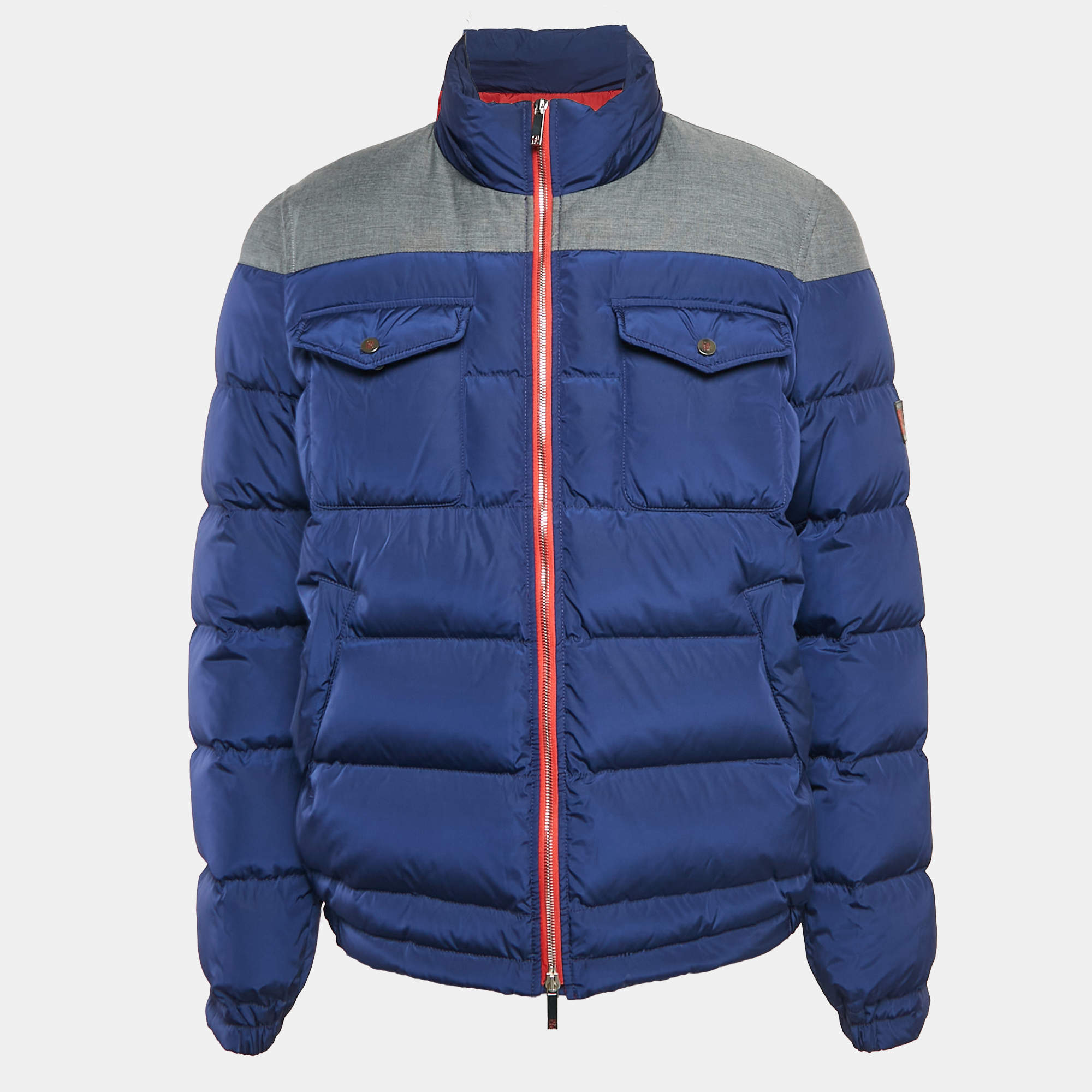 Pre Owned CH Carolina Herrera Blue Synthetic Detachable Hood Down Jacket M