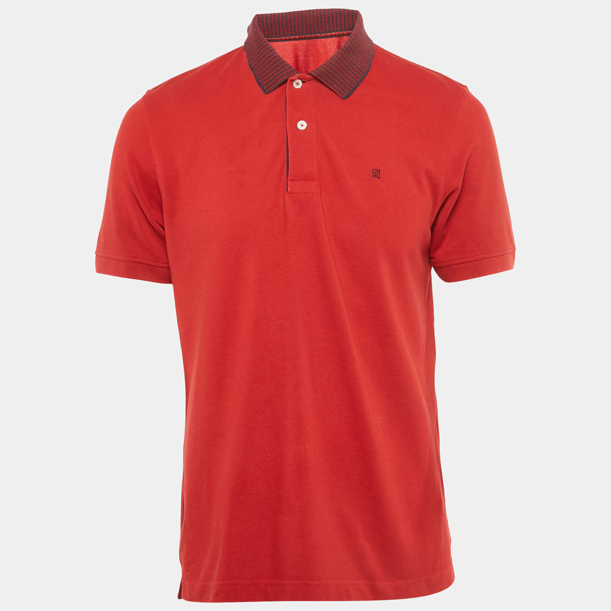 Pre Owned CH Carolina Herrera Red Pique Polo T-Shirt L