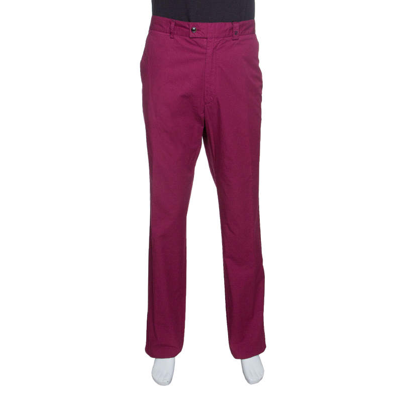 Pre Owned CH Carolina Herrera Purple Cotton Straight Fit Trousers 3XL