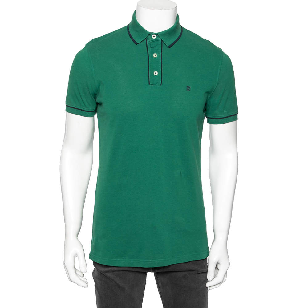 Pre Owned CH Carolina Herrera Green Cotton Polo T-shirt L