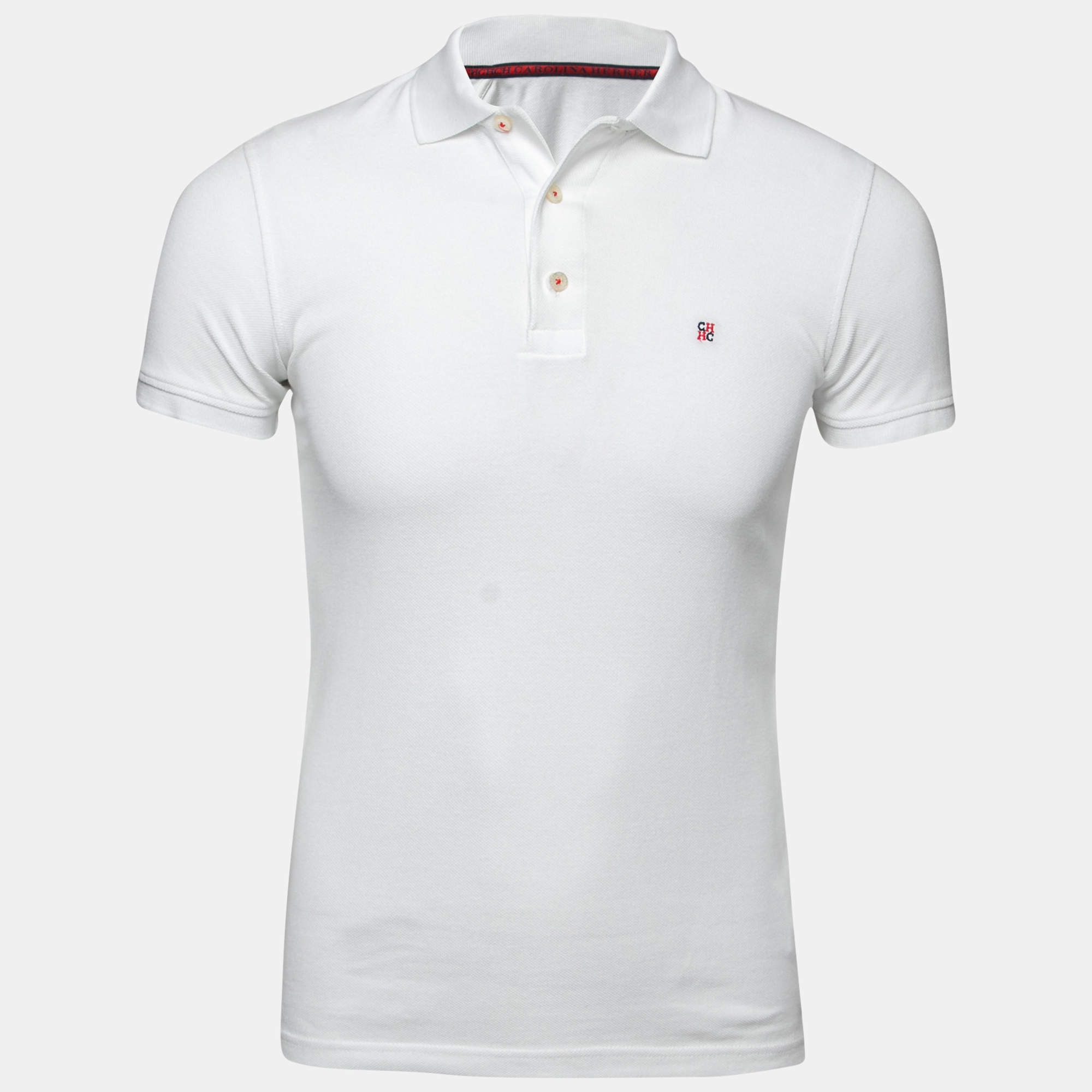 CH Carolina Herrera White Cotton Pique Short Sleeve Polo T-Shirt S CH ...