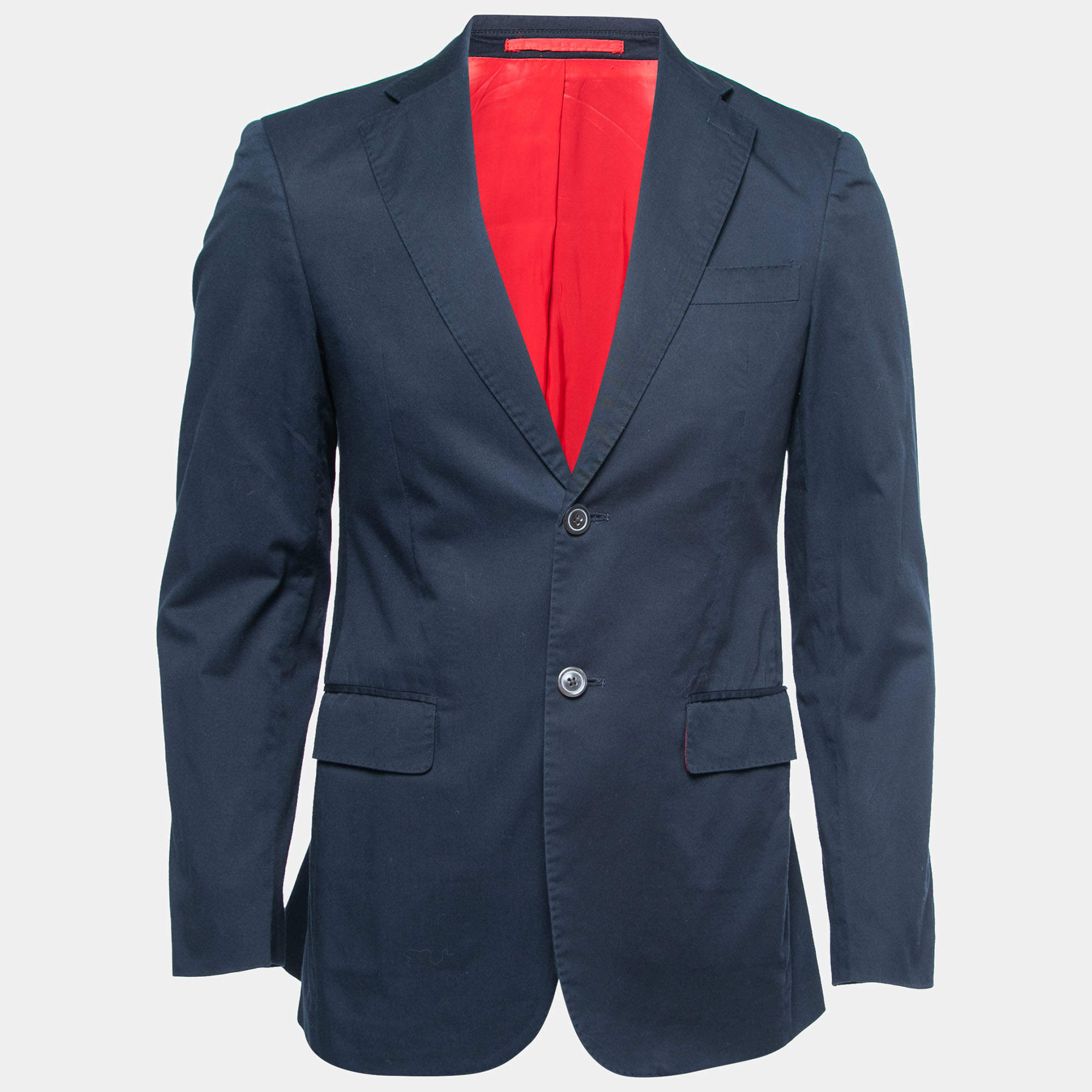 CH Carolina Herrera Midnight Blue Cotton Single Breasted Blazer M