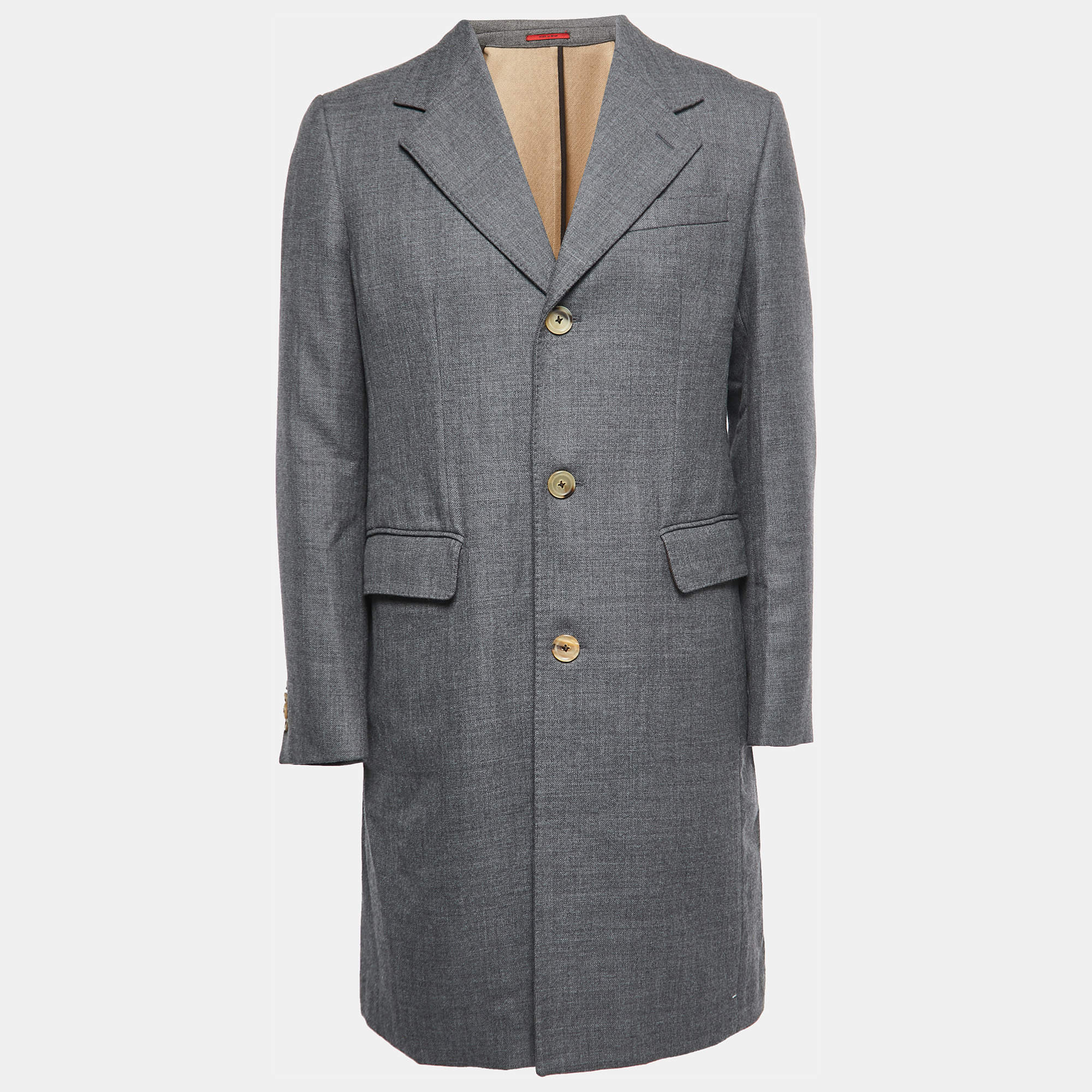 CH Carolina Herrera Grey Wool Single-Breasted Coat M