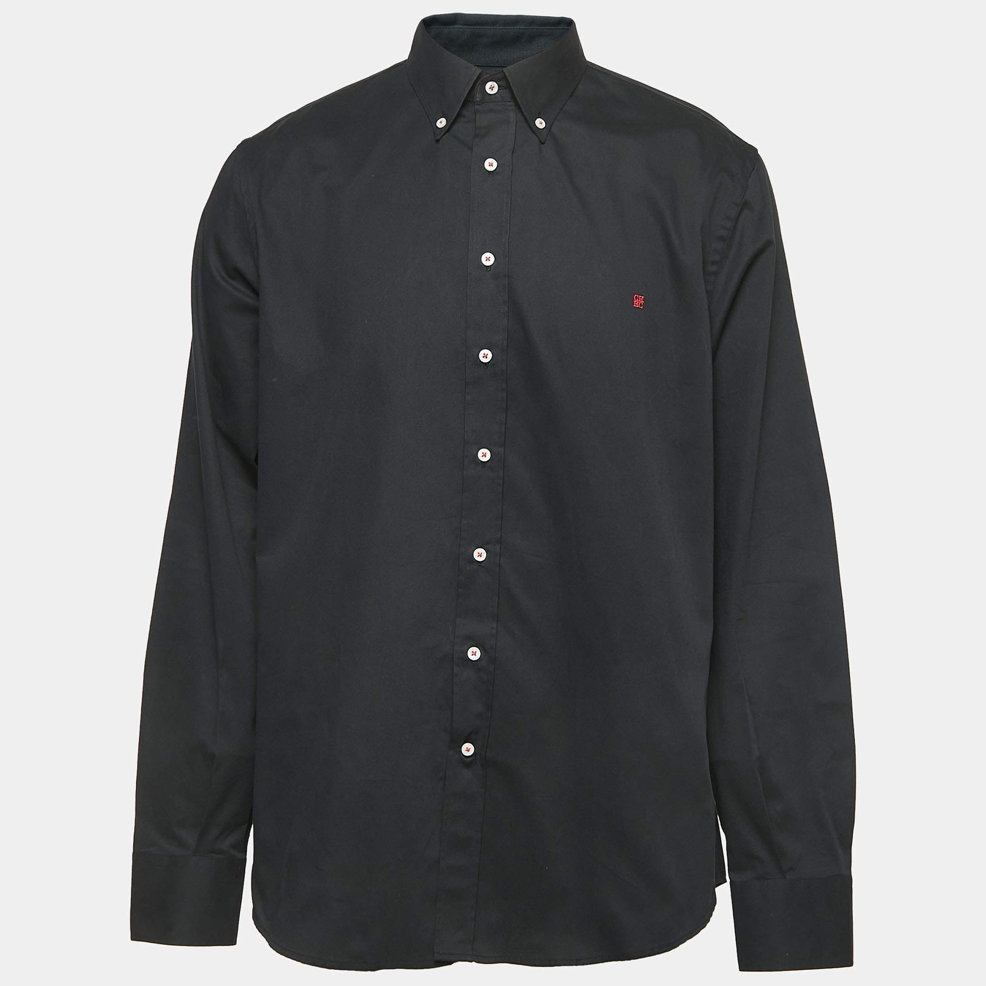 Pre Owned CH Carolina Herrera Black Cotton Button Down Shirt 2XL