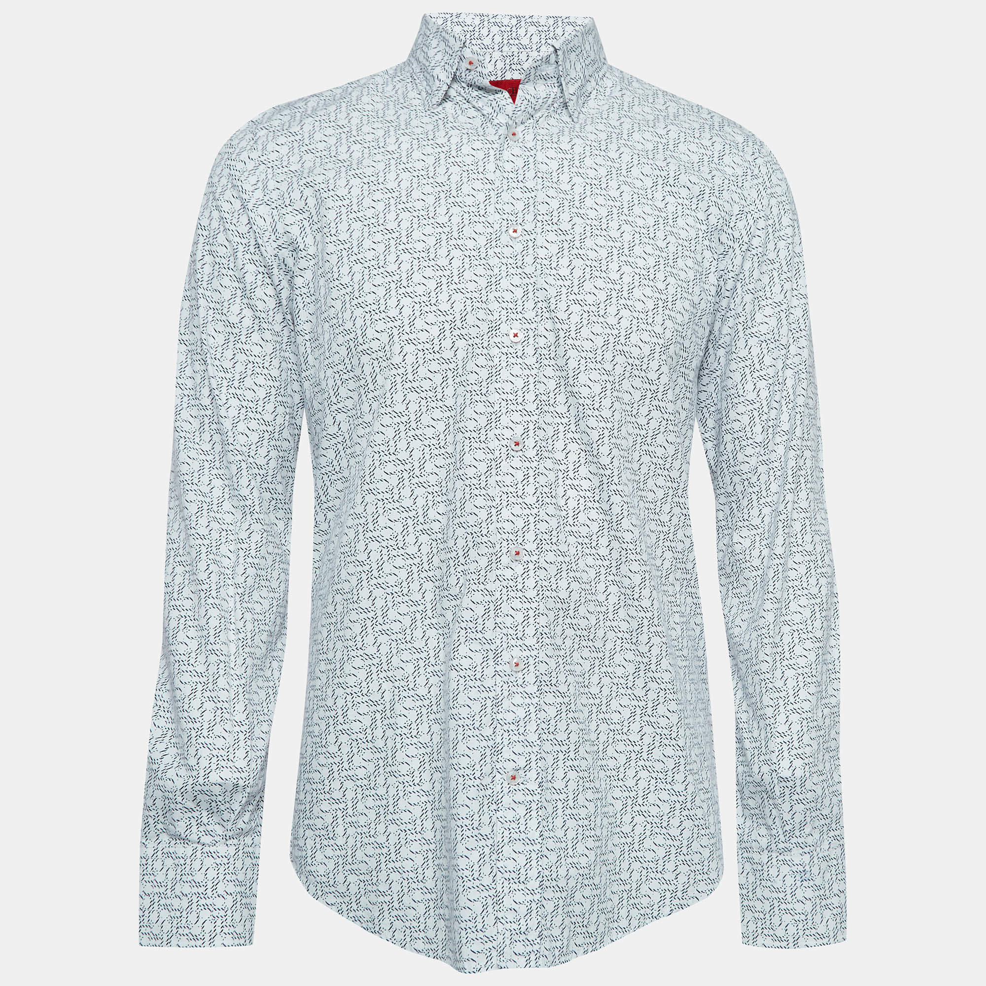 CH Carolina Herrera White Printed Cotton Long Sleeve Shirt M