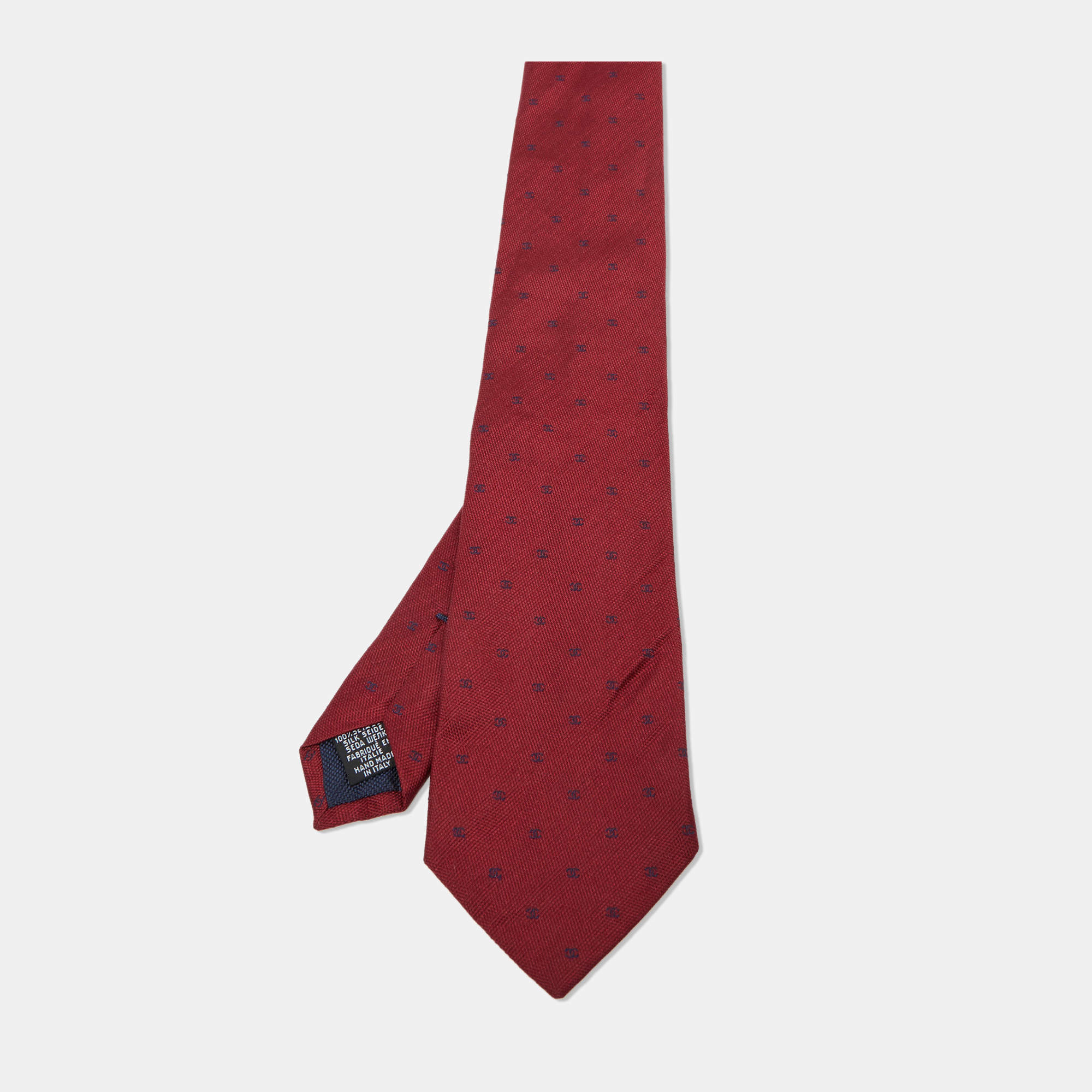 Chanel Red CC Logo Silk Tie 