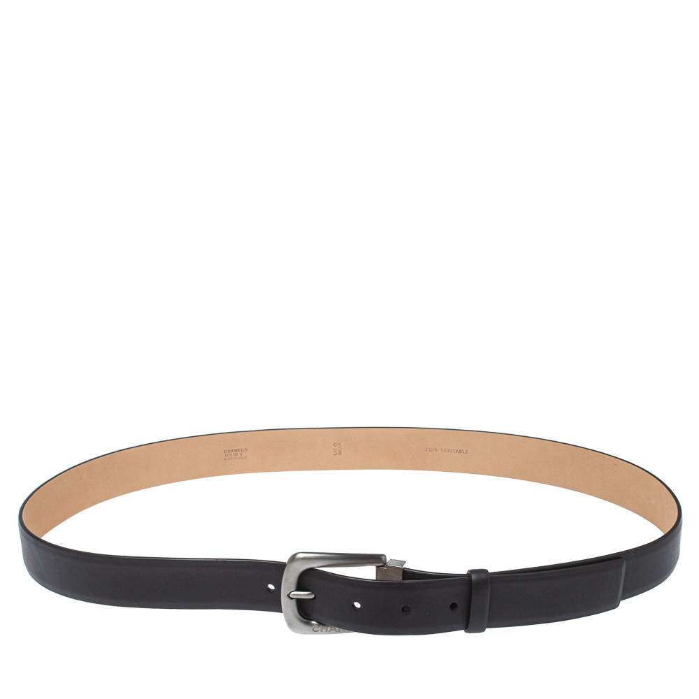 Chanel Black Leather Classic Belt 95CM