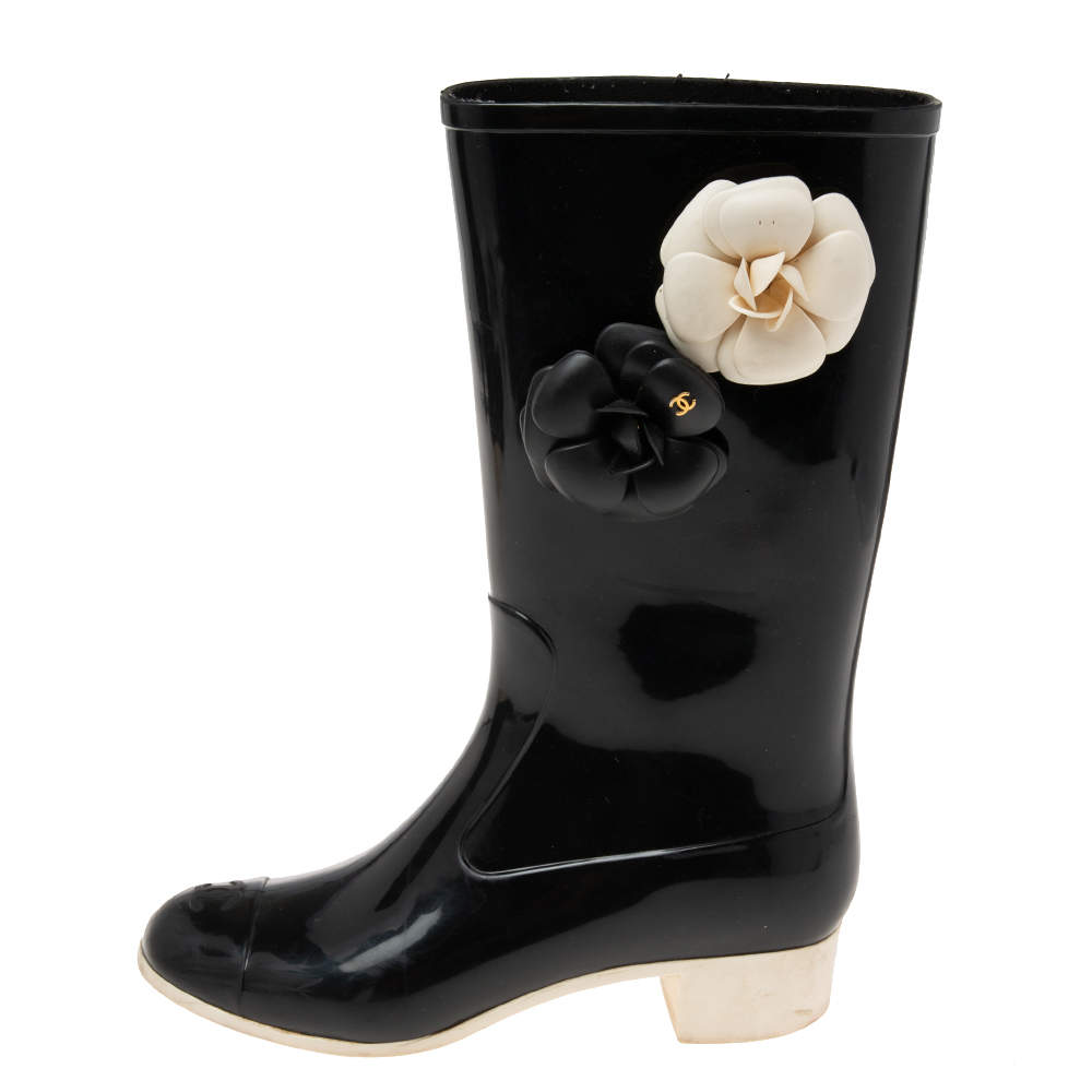 Chanel Camellia Rubber Rain Boots Size 39 Chanel | TLC