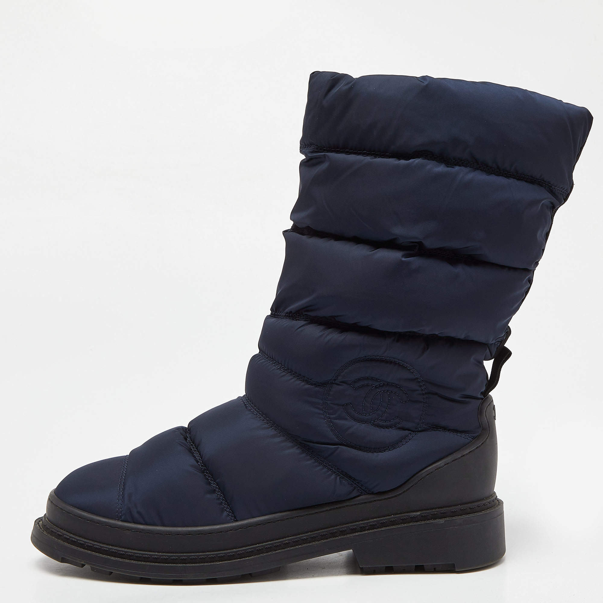Chanel Blue Nylon Snow Boots Size 39.5