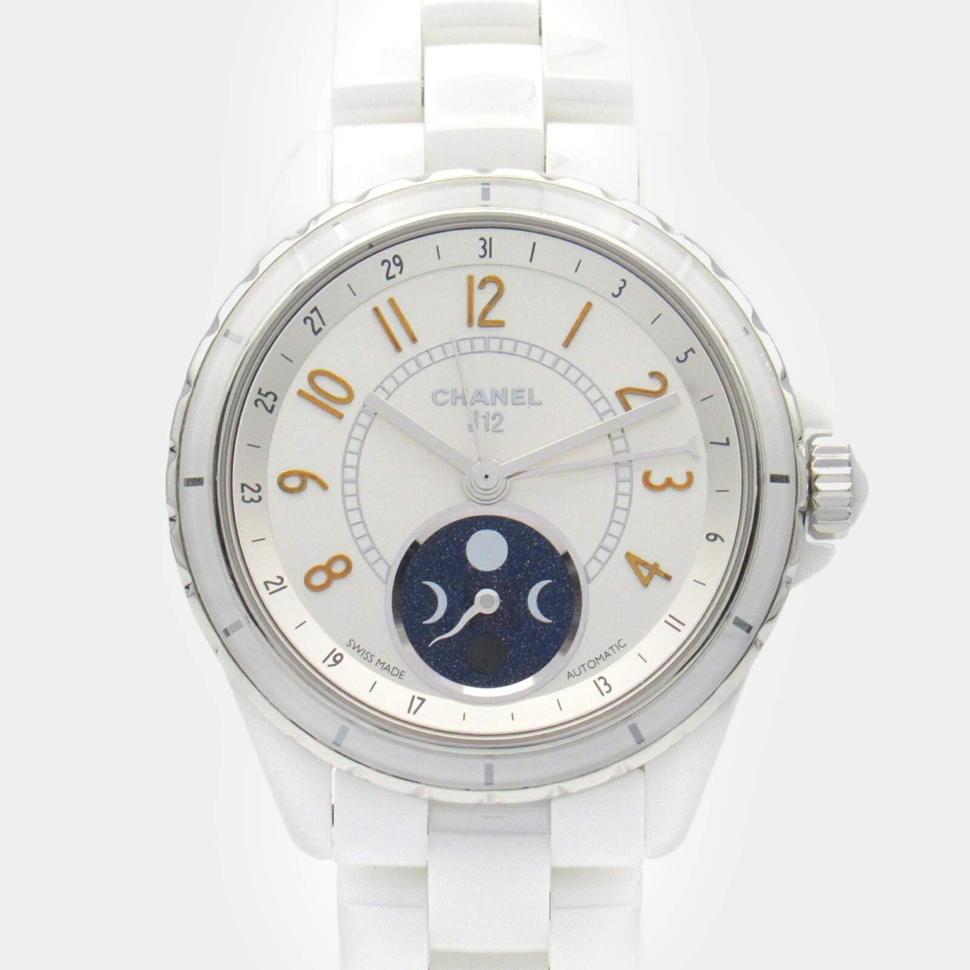 Chanel White Ceramic J12 H3404 Automatic Men's Wristwatch 39 mm